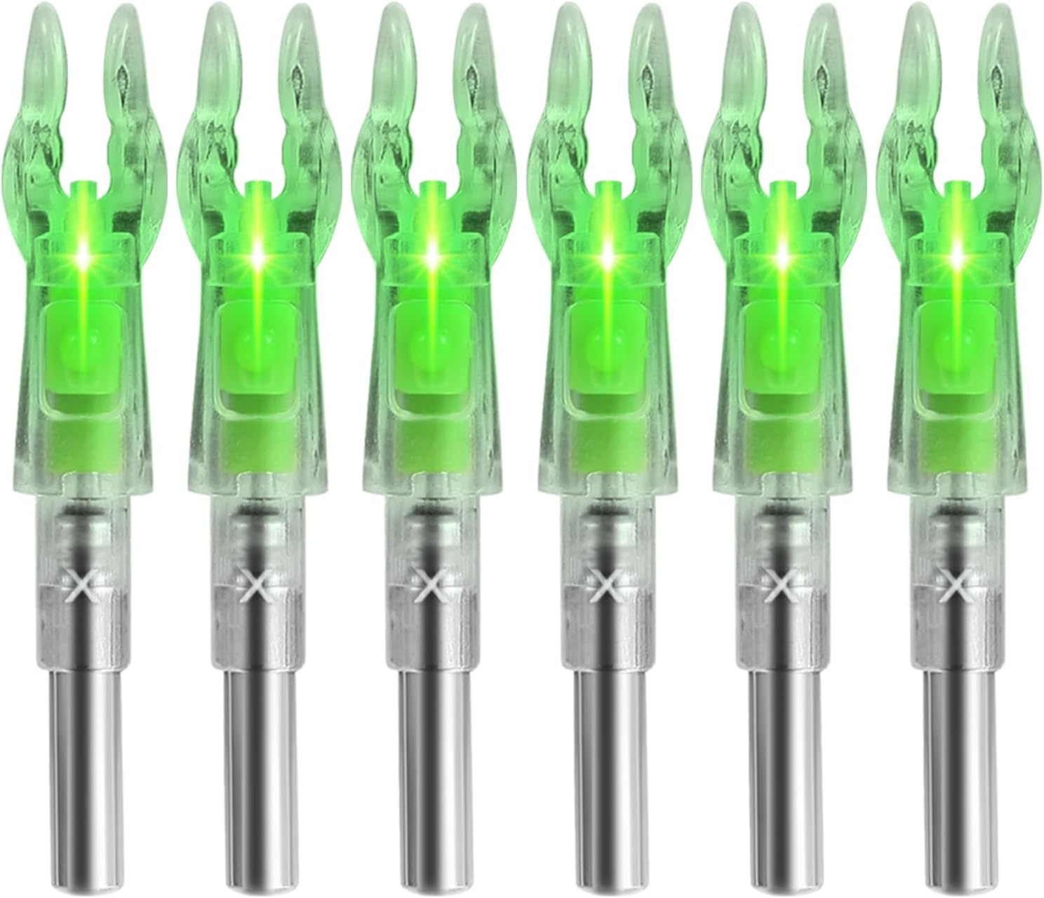 6PCS X Lighted Nocks for Arrows with .204 .233 .244 .246 Inside Diameter with H, S, GT Bushings LED Arrow Nocks, High-Visibility Lighted Knocks, Light Up Nocks with ON/Off Switch for Archery Hunting