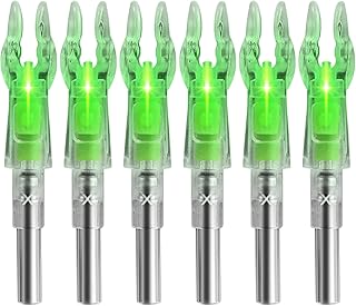 6PCS X Lighted Nocks for Arrows with .204 .233 .244 .246 Inside Diameter with H, S, GT Bushings LED Arrow Nocks, High-Visibility Lighted Knocks, Light Up Nocks with ON/Off Switch for Archery Hunting