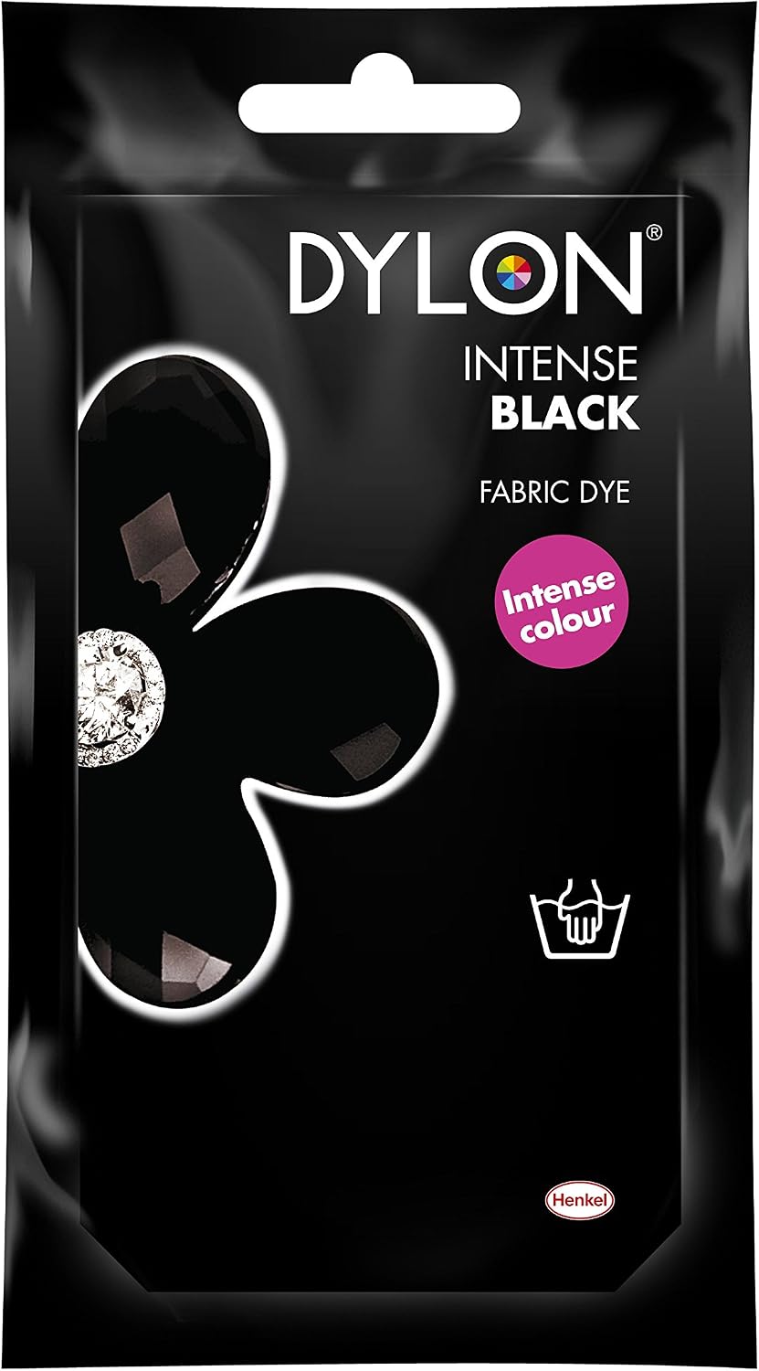 DYLON Hand Dye, Fabric Dye Sachet for Clothes, Soft Furnishings and Projects, 50 g - Intense Black