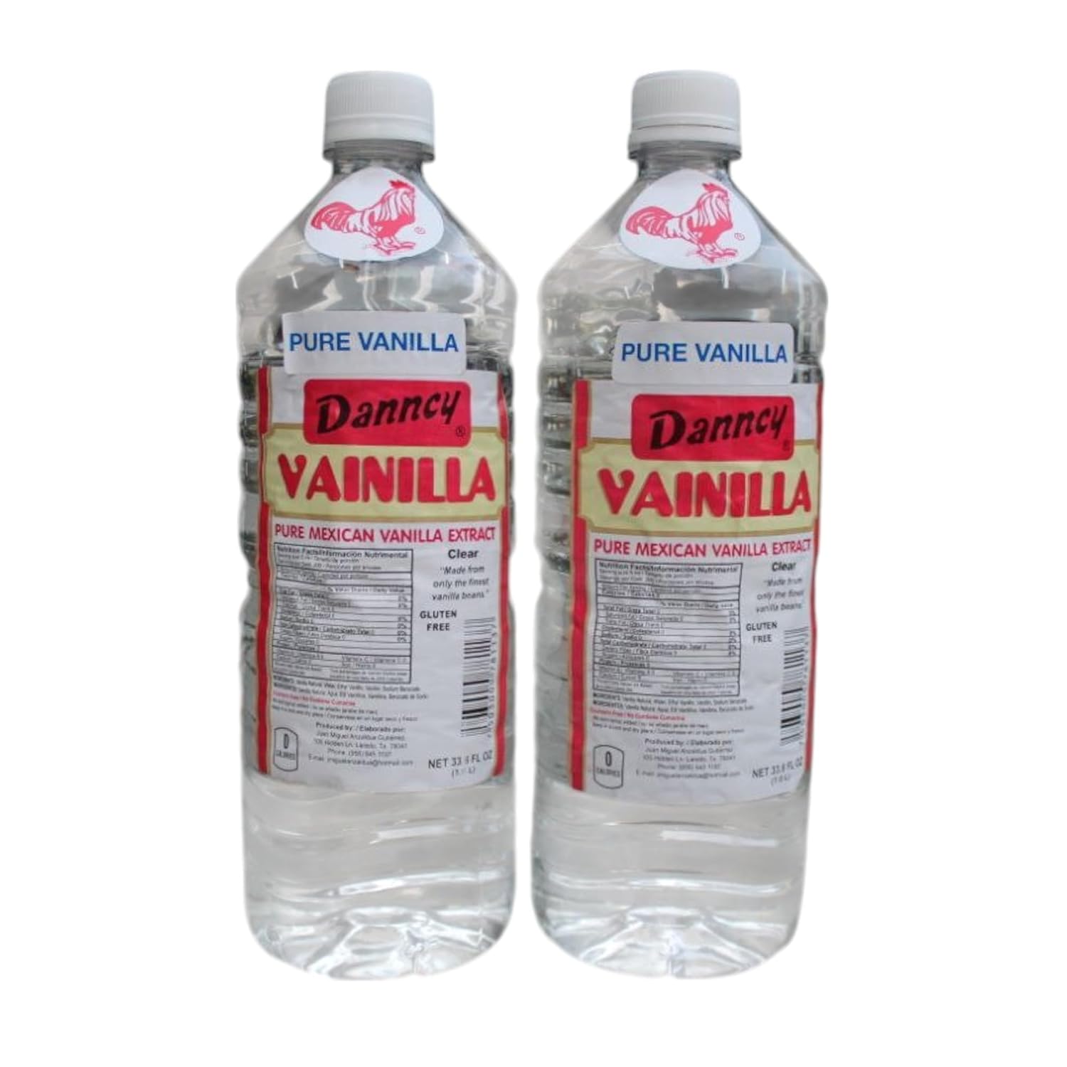 Danncy Vanilla Clear 33.8 fl oz (1L) 2 pack - Authentic Mexican Vanilla Flavor