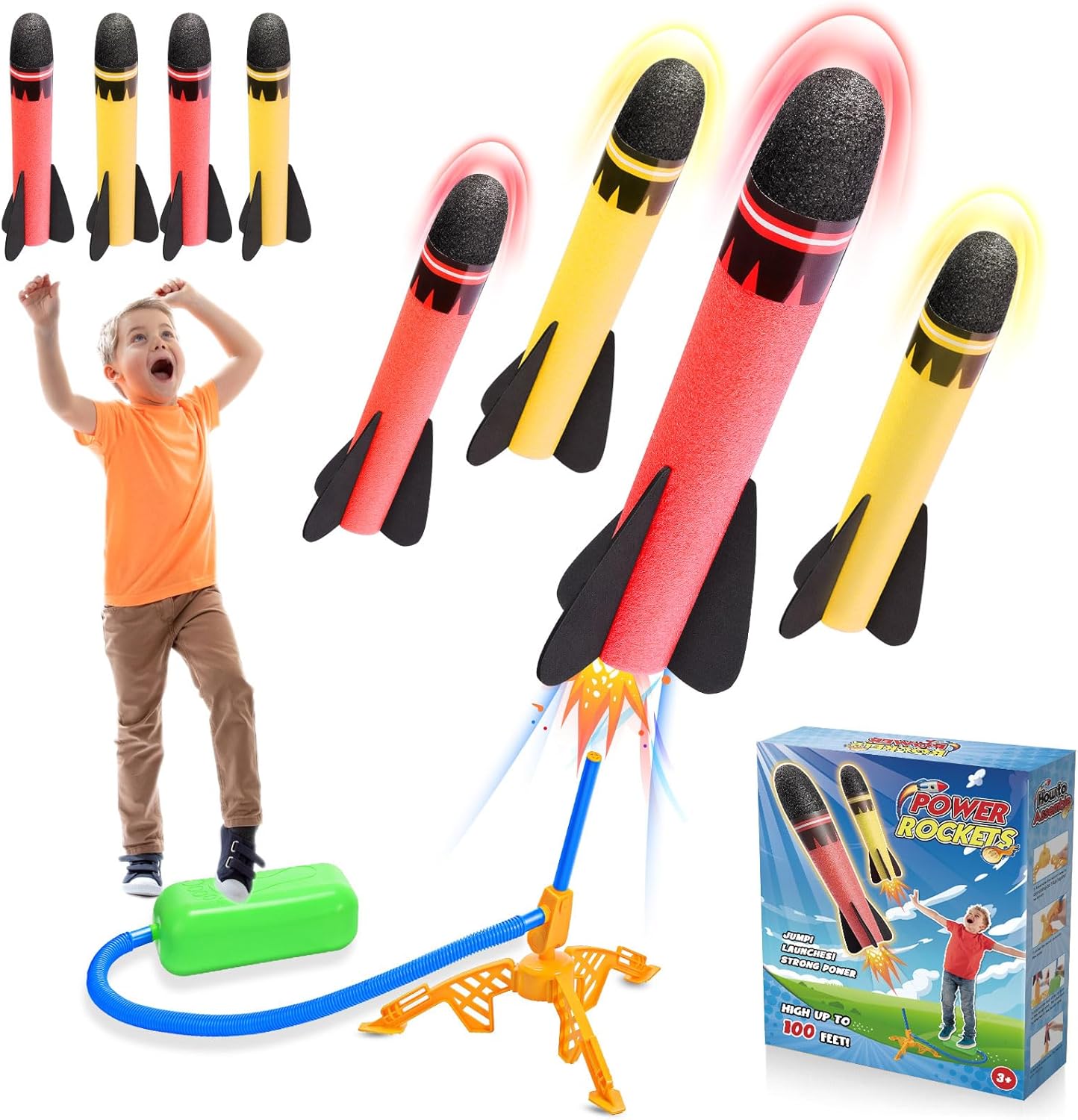 Anginne Toys for 3-9 Years Old Boys, Garden Camping Games 3-10 Years Old Boys Girls Gift Outdoor Toy for Kids Age 3-9 Rocket Toys Launcher