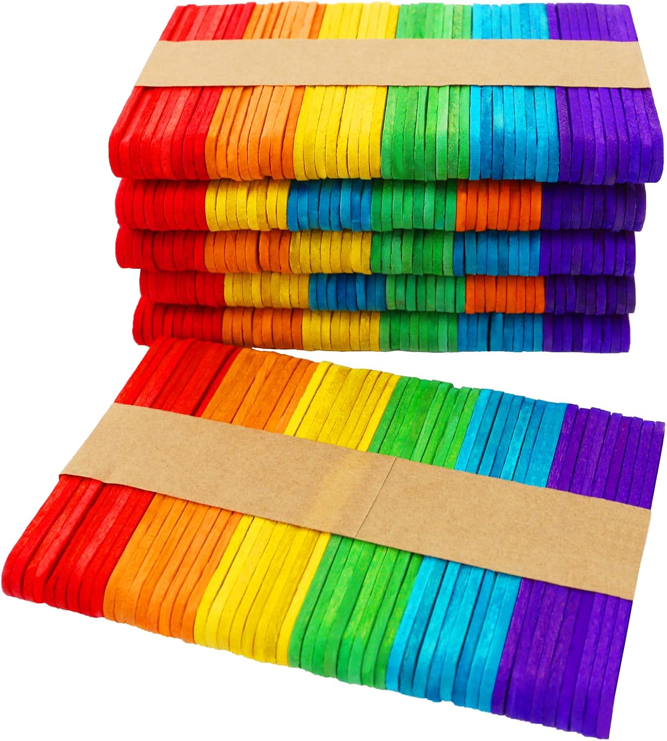 OWLKELA 300PCS Mini Coloured Lollipop Sticks 2.5 inch, Wood Lolly Craft Sticks, Lolly Sticks for Home and School Crafts, Popsicle Sticks, Ideal for Arts and Handwork