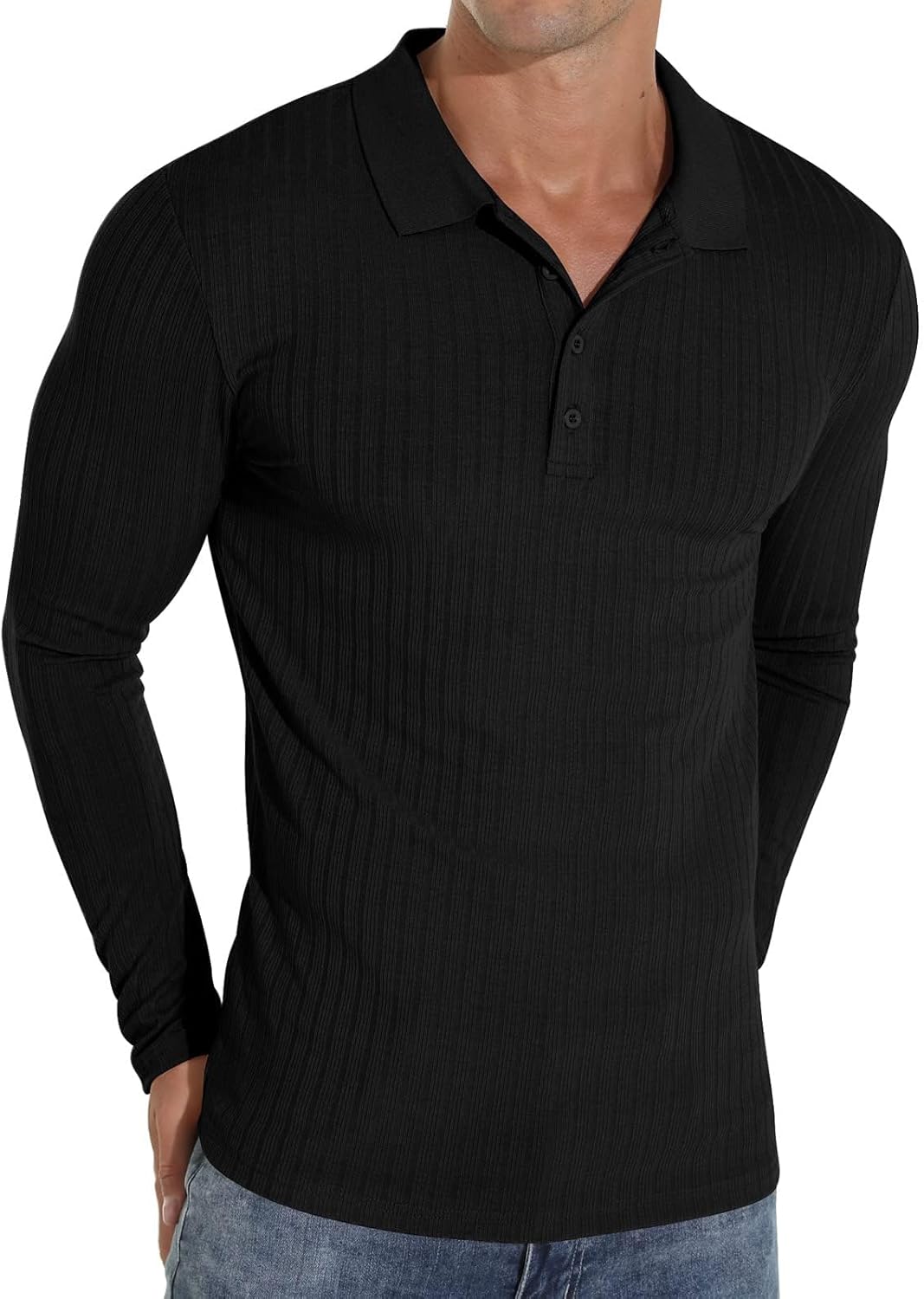 Sailwind Polo Shirts for Men Long Sleeve Tshirts Slim Fit Casual Shirts Classic Stretch Tops Golf Tee