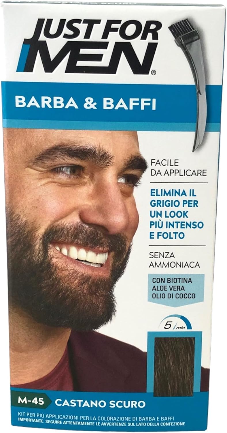 Just For Men Brush-In Color Gel for Mustache, Beard & Sideburns, Dark Brown M-45 1 ea