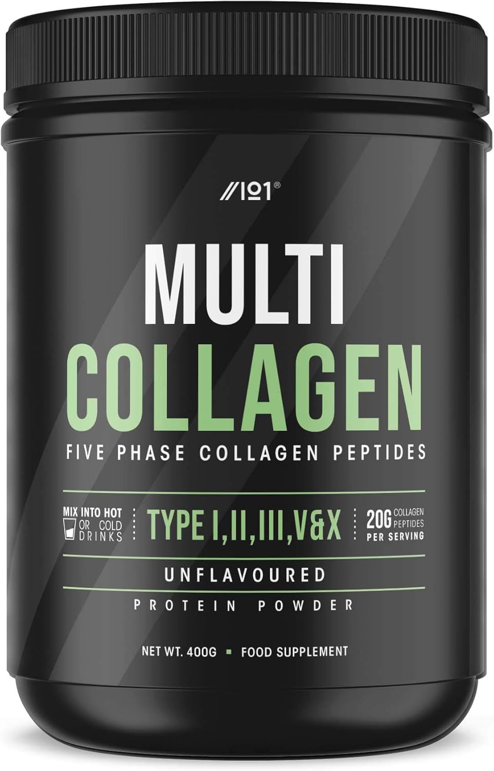 Multi Collagen Protein Powder (400g) - Types I, II, III, V & X - Hydrolyzed Grass Fed Bovine, Wild Caught Fish, & Free-Range Chicken & Eggshell Collagen (20 Day Supply) by Alpha01