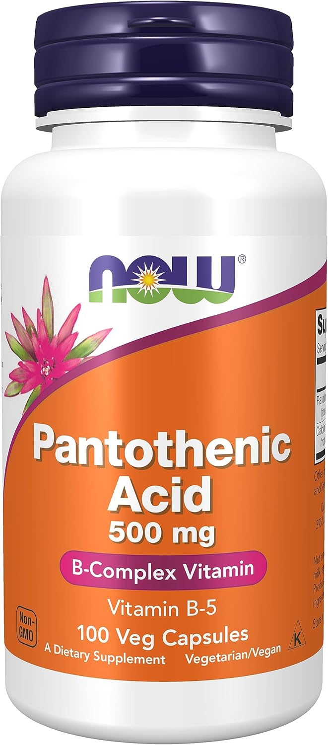 Now Foods, Pantothenic Acid, 500mg, 100 Vegan Capsules, Lab-Tested, Vitamin B5, High Dose, Gluten Free, SOYA Free, Vegetarian