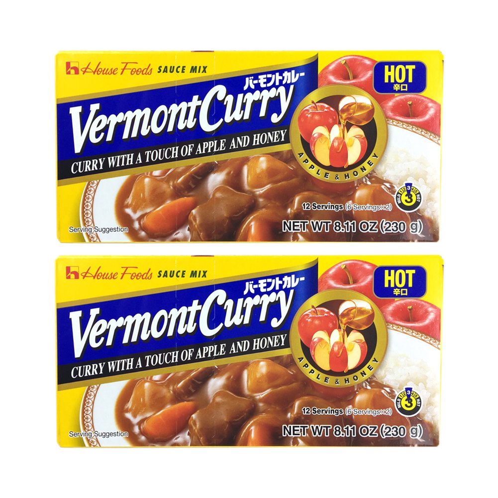 [ 2 Packs ] House Foods Vermont Curry Hot 8.11 Oz (230g)