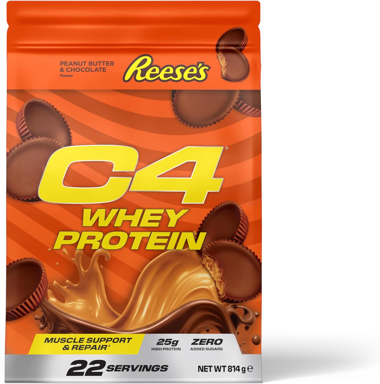 Cellucor C4 Whey Protein Powder, Reese's Peanut Butter & Chocolate, 25g Protein, Low Sugar, Post-Workout Recovery, 22 Servings