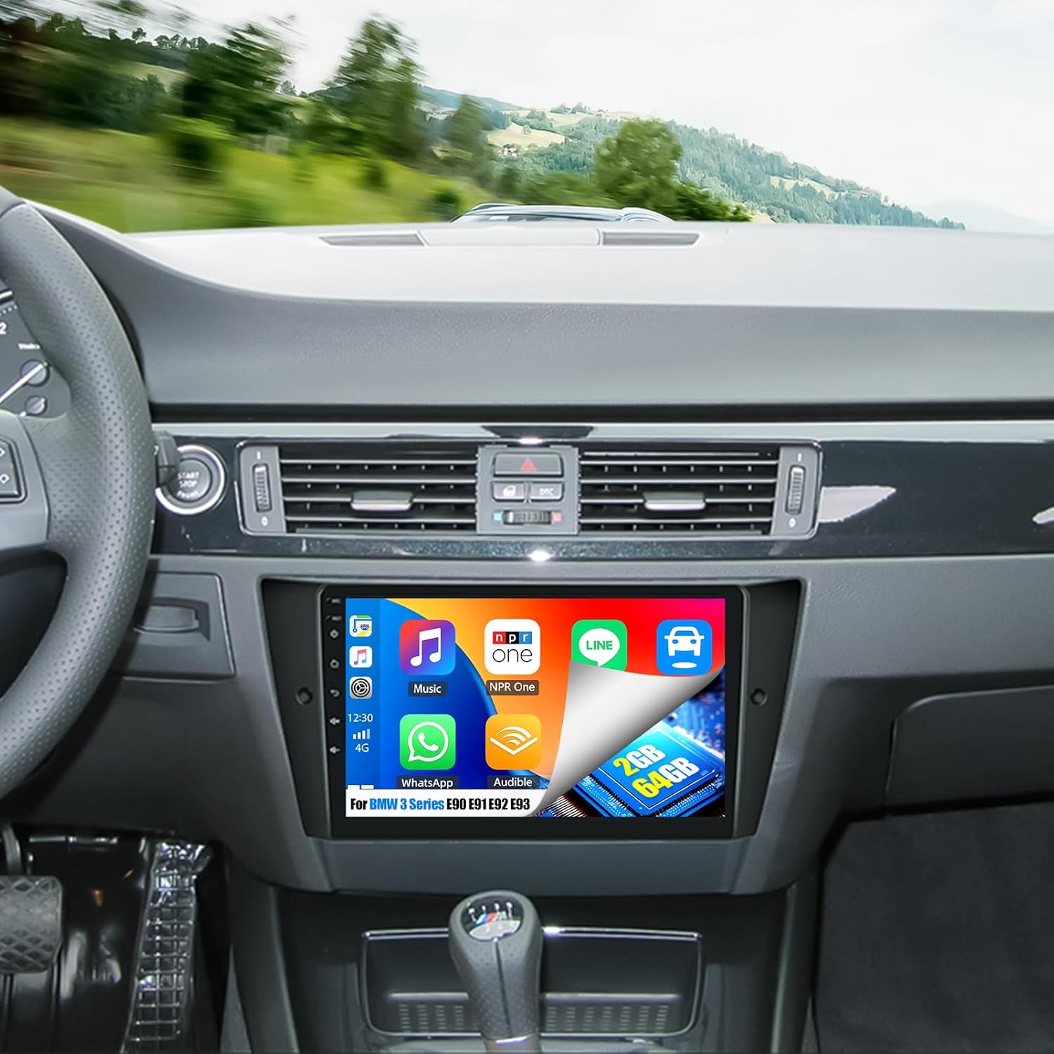 OiLiehu 2+64G Android 13 Car Stereo for BMW 3 Series E90 E91 E92 E93 2005-2012 with Wireless CarPlay Android Auto, 9" IPS Touchscreen Radio with WiFi Bluetooth Mirror Link EQ FM RDS SWC Backup Camera