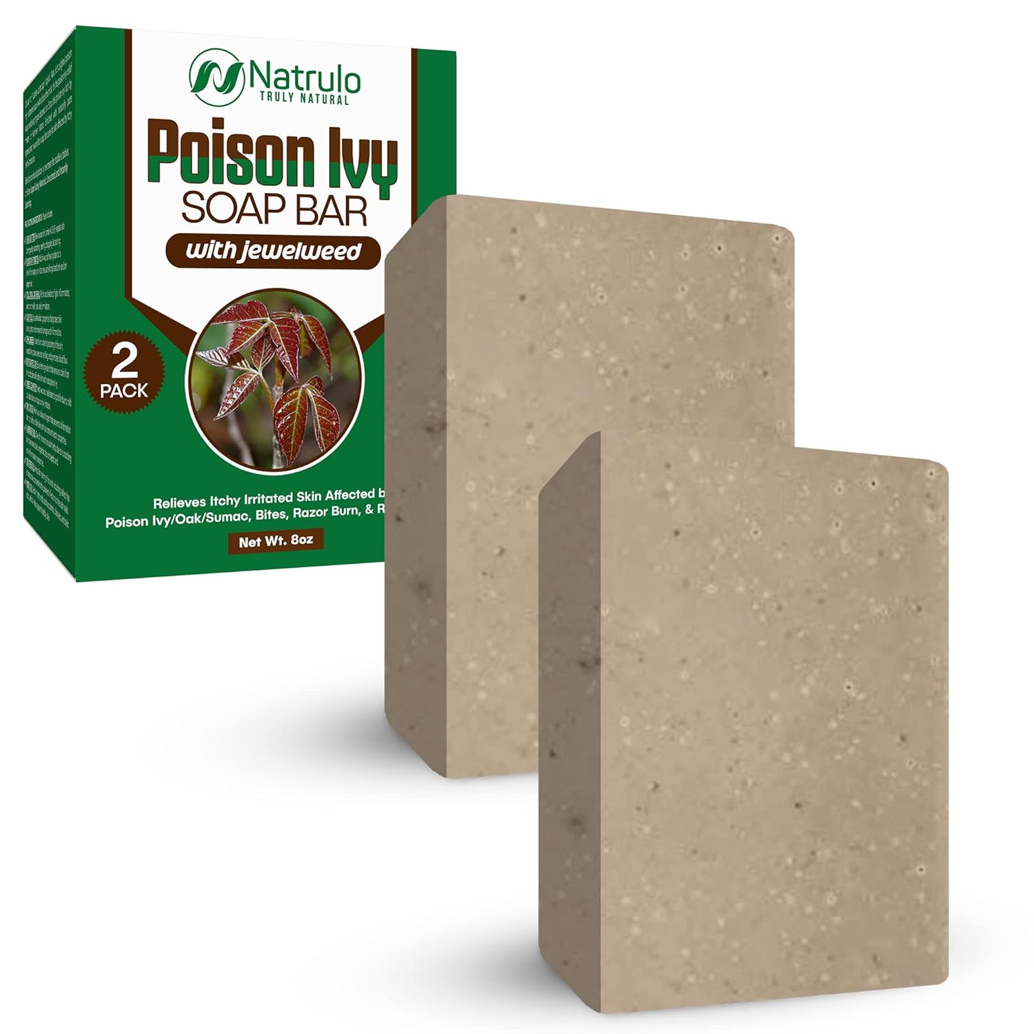 Natrulo Poison Ivy Soap Bar - All Natural Poison Ivy Treatment - Anti-Itch Skin Cleanser Bar for Poison Ivy, Poison Oak & Sumac - Removes Oils, Soothes & Relieves Rashes - 4 oz Bar Made in USA