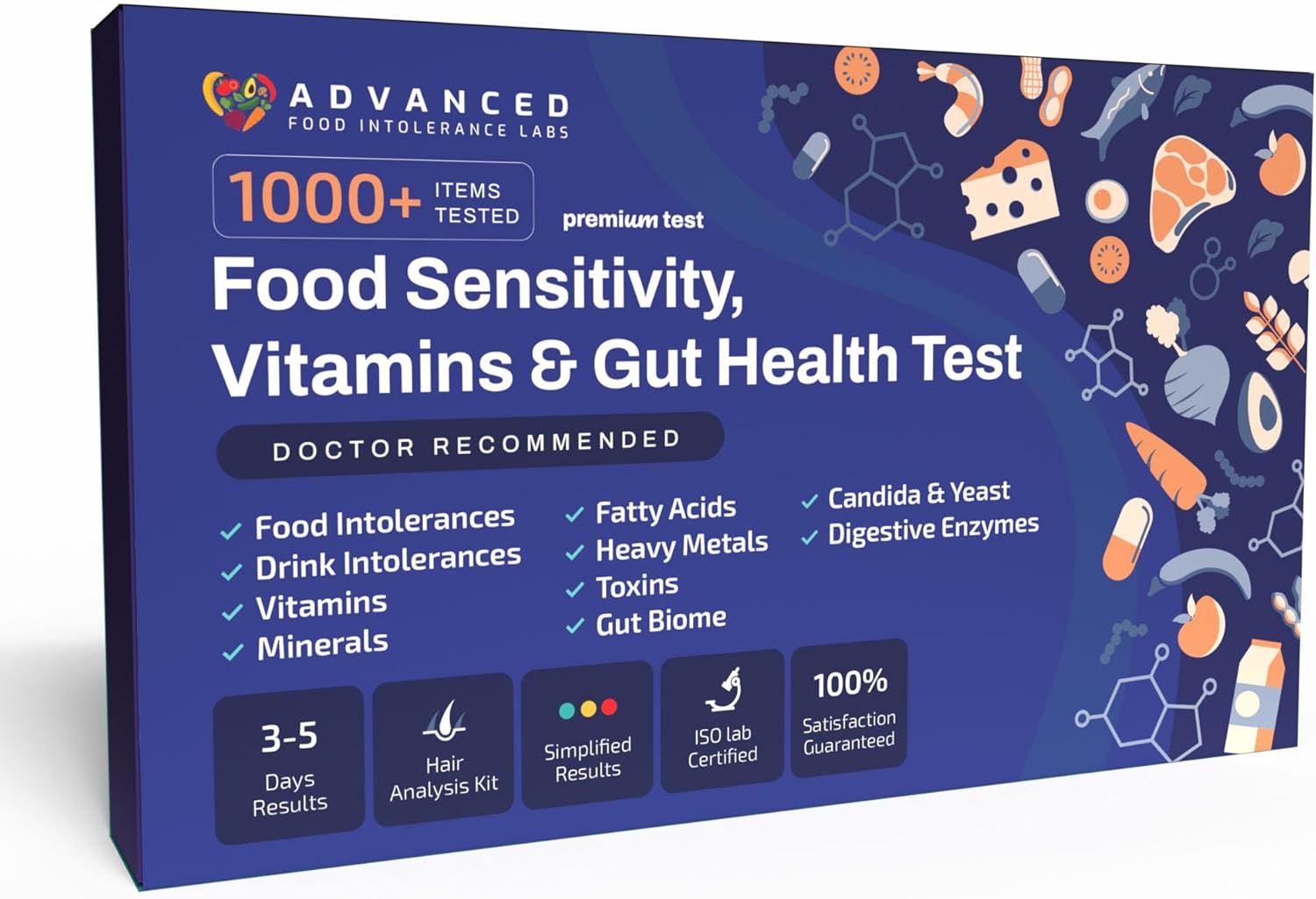 AFIL Premium 1000+ Items Test Kit, Food Sensitivity Test Kit for Adults & Kids, Gluten Intolerance Testing Kit, Comprehensive Food Sensitivity Analysis Perfect for Men, Women, and Kids