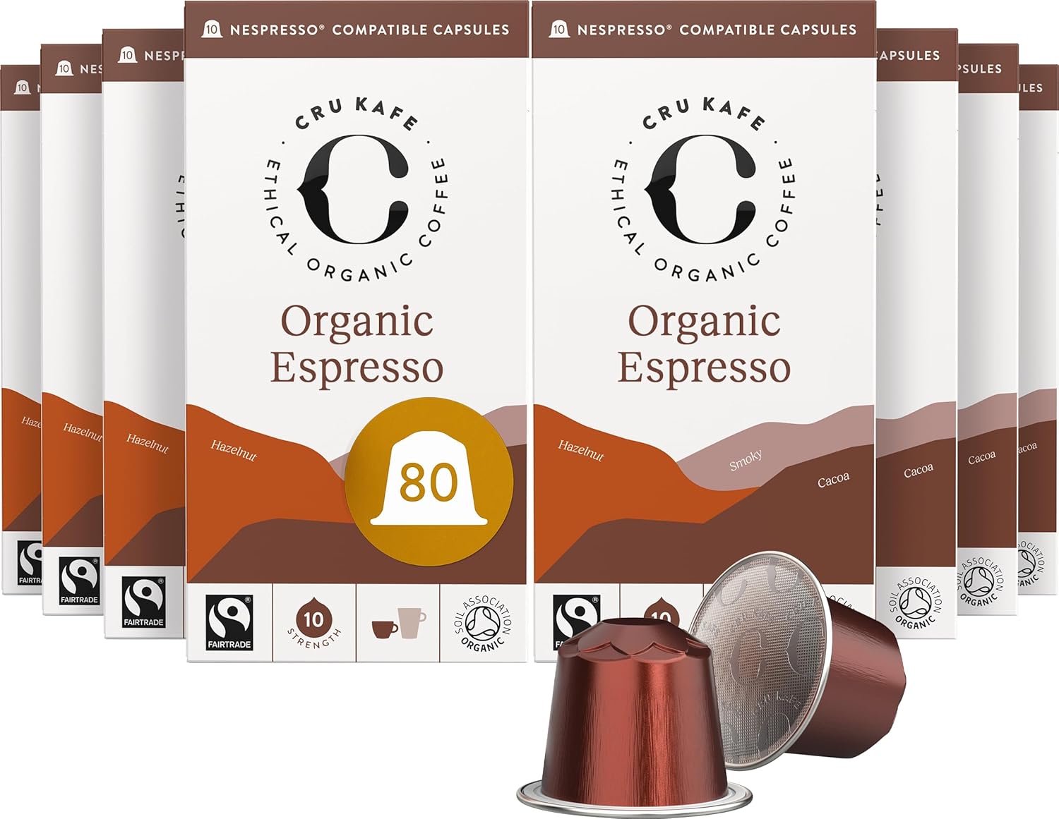 Cru Kafe Organic Arabica & Robusta Espresso Single-Serve Coffee Pods (80 Pods) Compatible with Nespresso Original Line