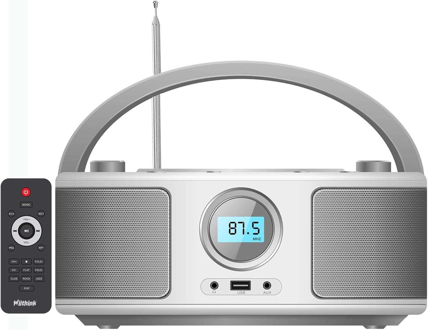 CD Radio Portable CD Player Boombox with Bluetooth,FM Radio,Remote Control,USB MP3 Playback,3.5mm AUX Headphone Jack and USB Input, CD-MP3/CD-R/CD-RW Compatible,Compact CD Player