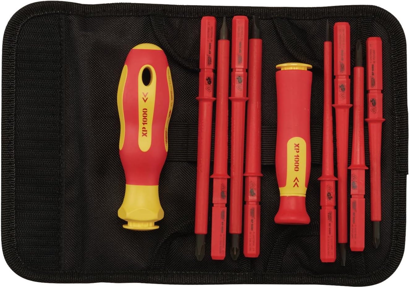 Draper XP1000 10 Piece Precision Screwdriver Set | VDE Dual Insulated Interchangeable Blade | Electrical Tool Driver Set | Hand Tools Set | 05721
