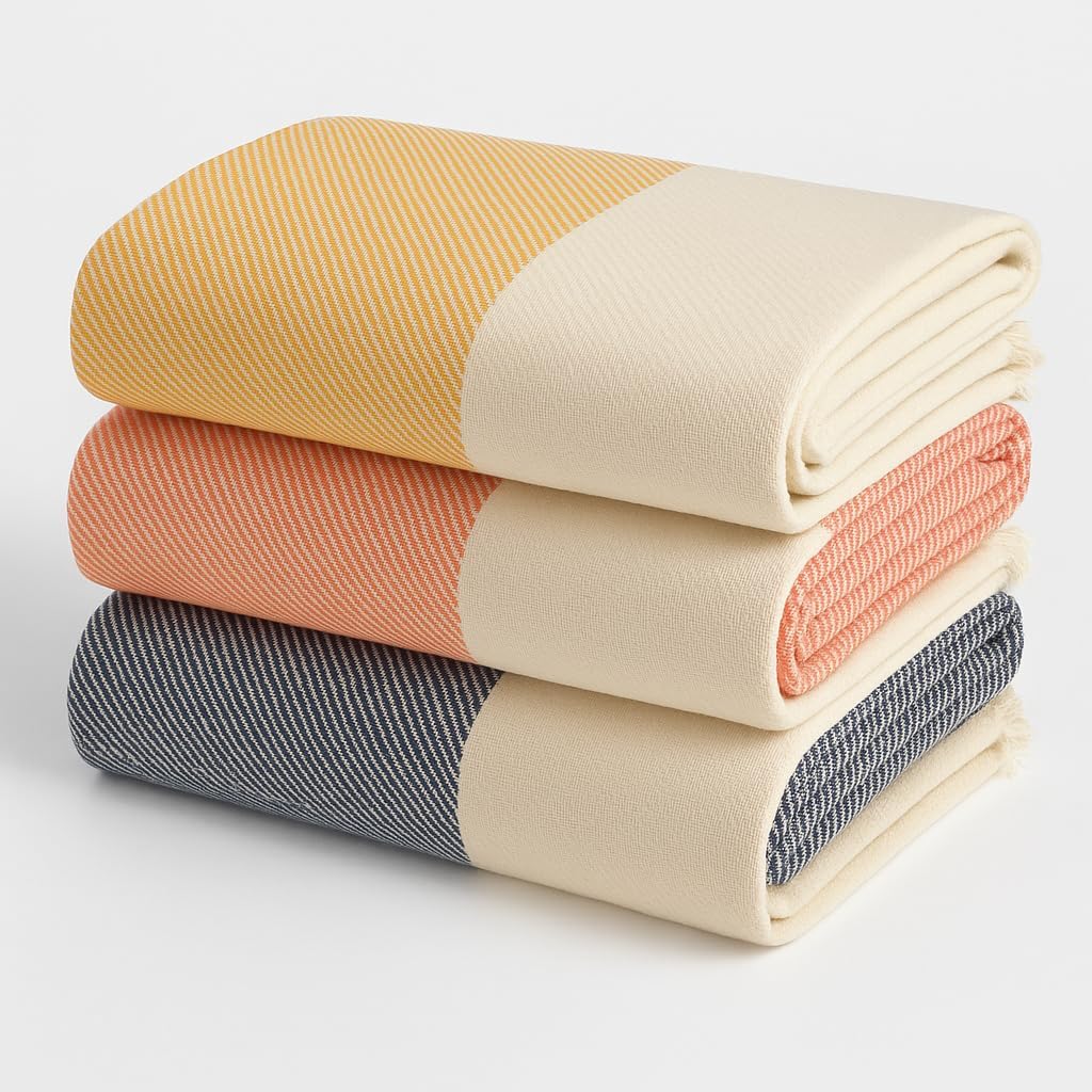 Beach Towel Set of 3 – 100% Cotton, Lightweight & Quick Dry Hammam Towels – 180x100 cm – Soft, Sand-Free, Travel & Spa Towels – Giftable Pack for Beach, Pool, Gym, Holiday