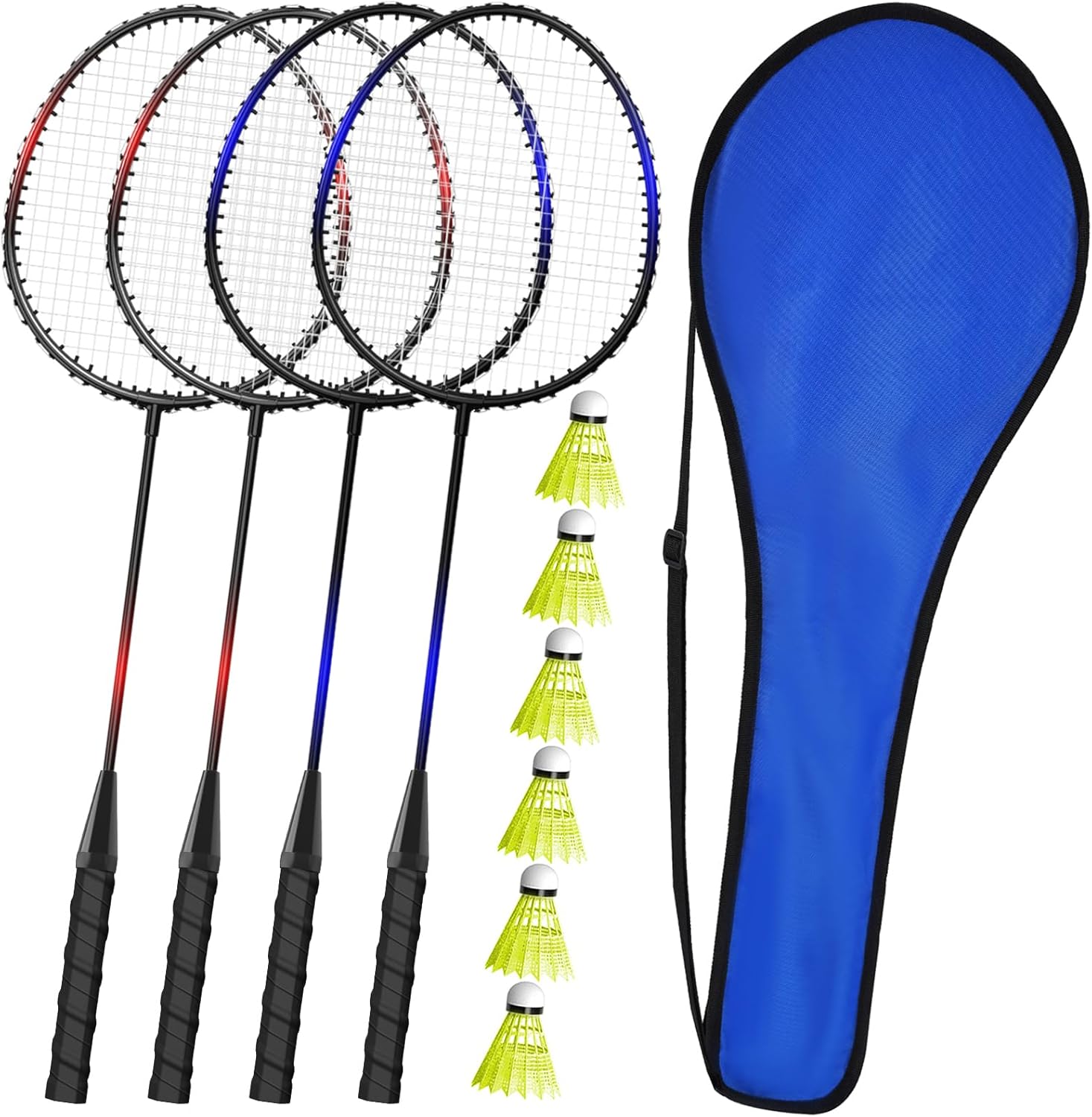 KH Badminton Rackets Set of 2 4 6 for Adults Kids,Beach Lawn Backyard Game Outdoor Sports,Racquets,Shuttlecocks & Carry Bag Included