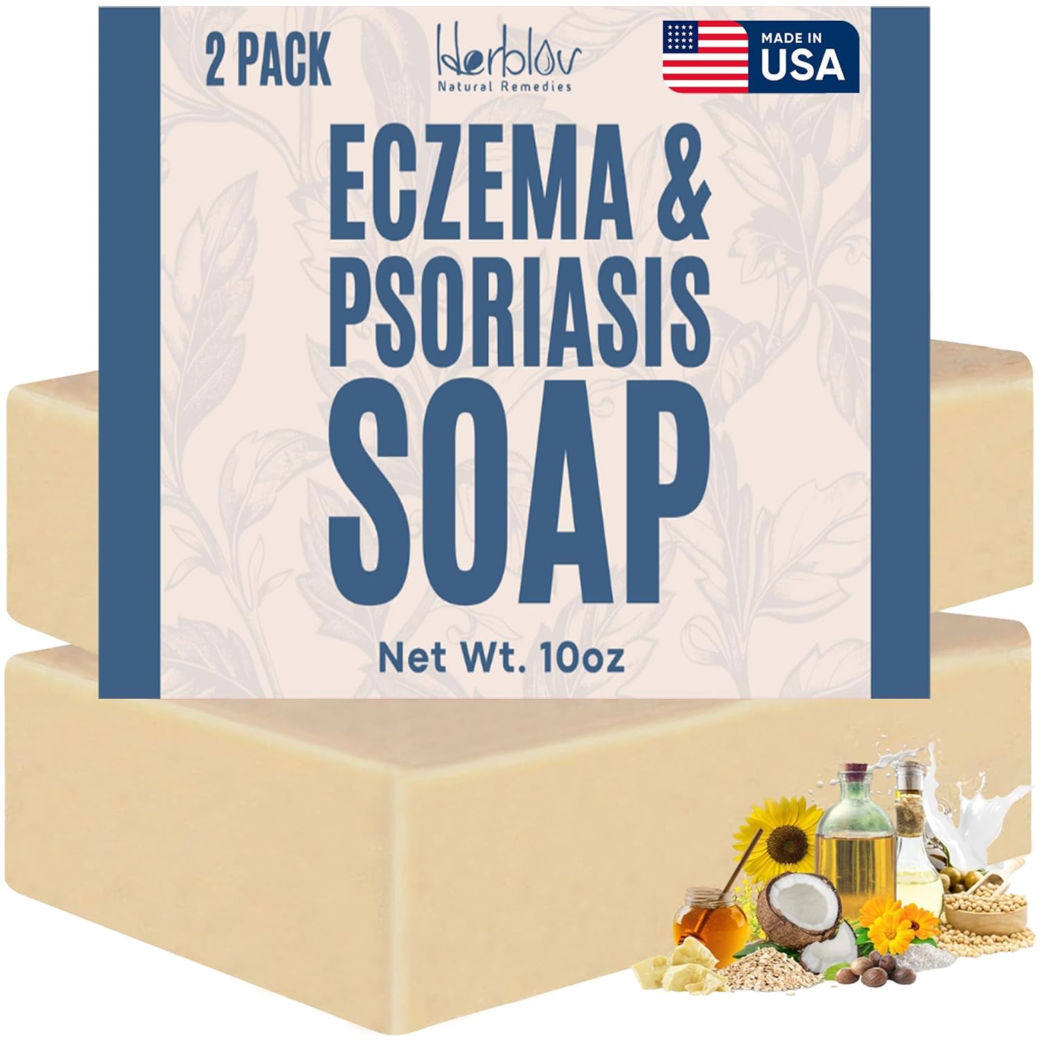 Eczema Soap Bar for Face and Body – All Natural Dermatitis, Psoriasis Treatment for Dry Itchy Sensitive Skin Relief – Gentle Detoxifying, Healing, Anti-Itch, Oatmeal Goat Milk Wash for Kids, & Adults