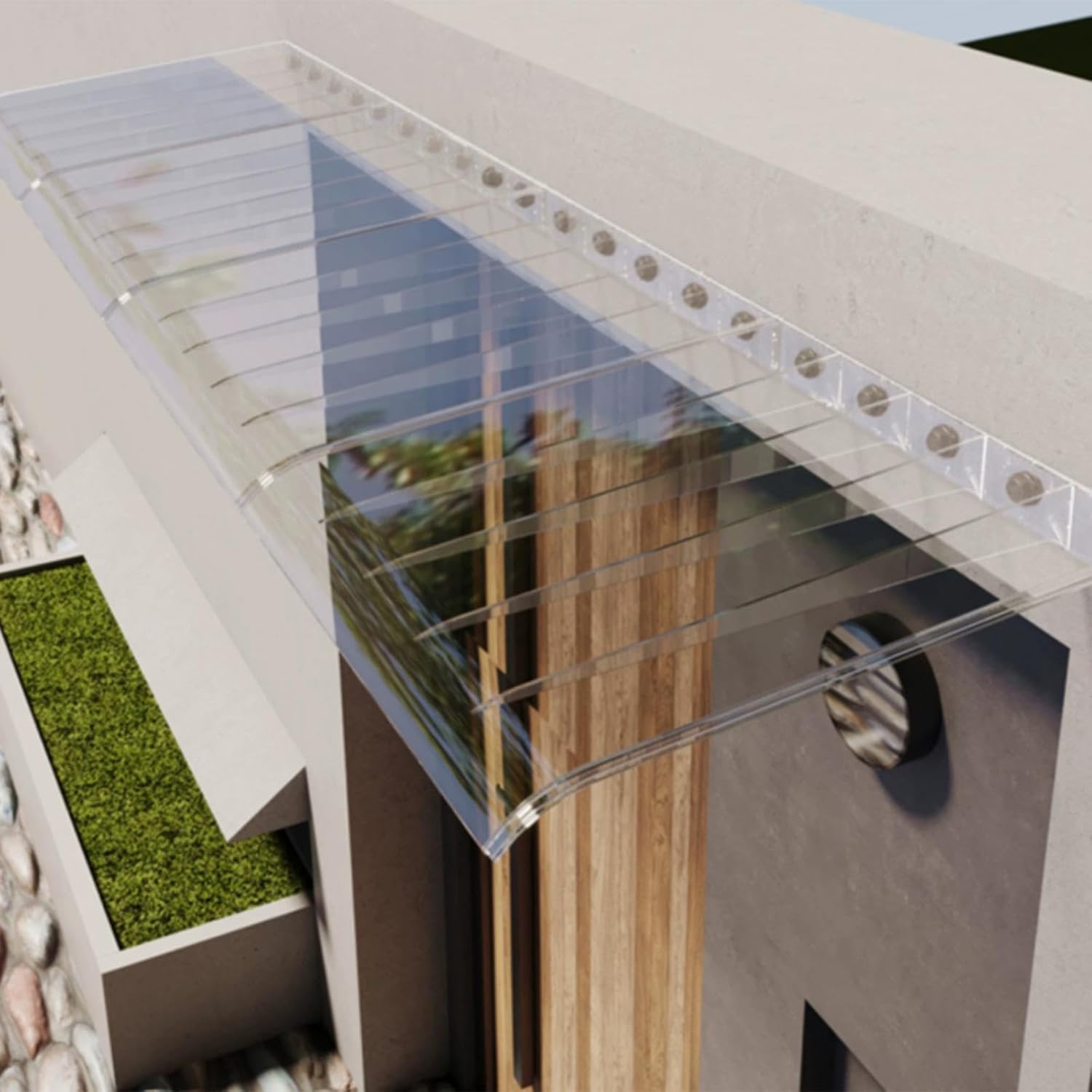 Window Awning Front Door Canopy Patio Sun Shetter Transparent for Furniture Balcony Doorway Restaurant,40x40cm/16 x16