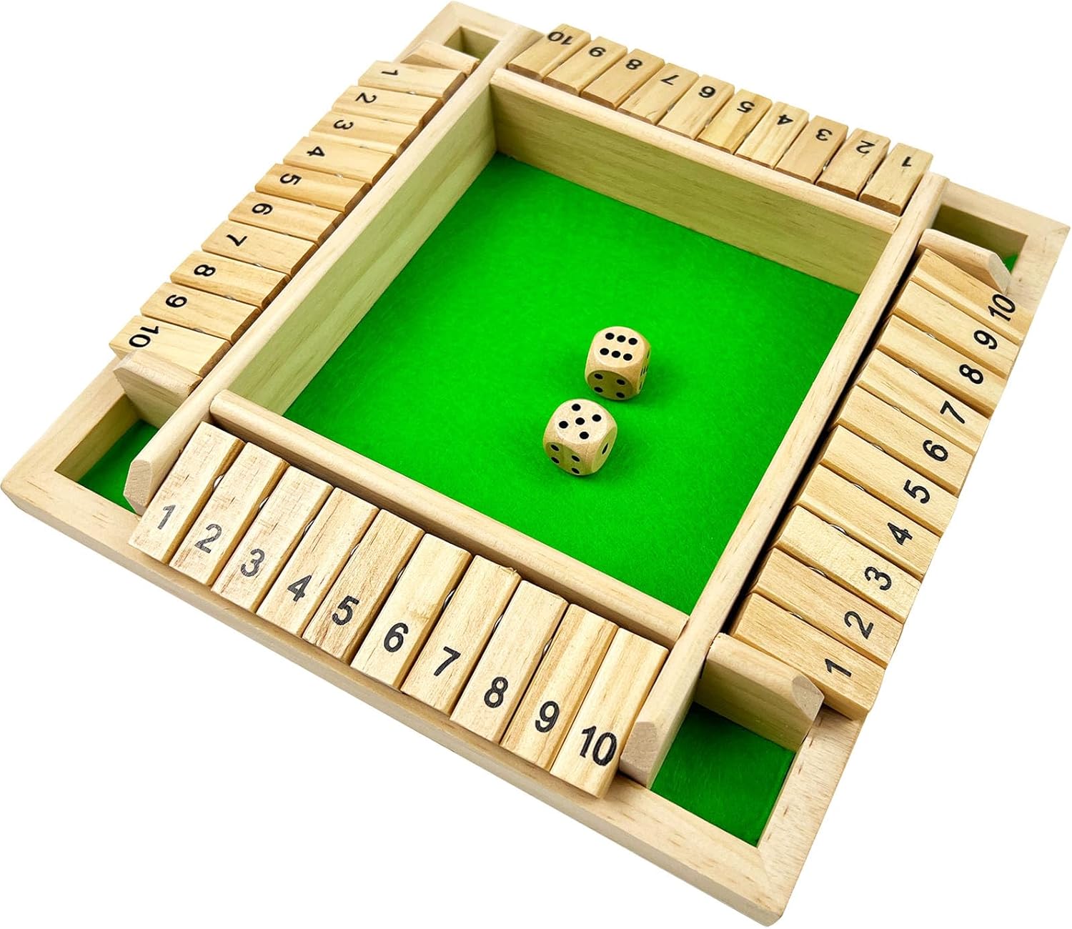 EACHHAHA Shut The Box Game 4 Player -Wooden Table Game,Dice Games,Travel Game,Wooden Board STEM Learning Traditional Family Game for Kids