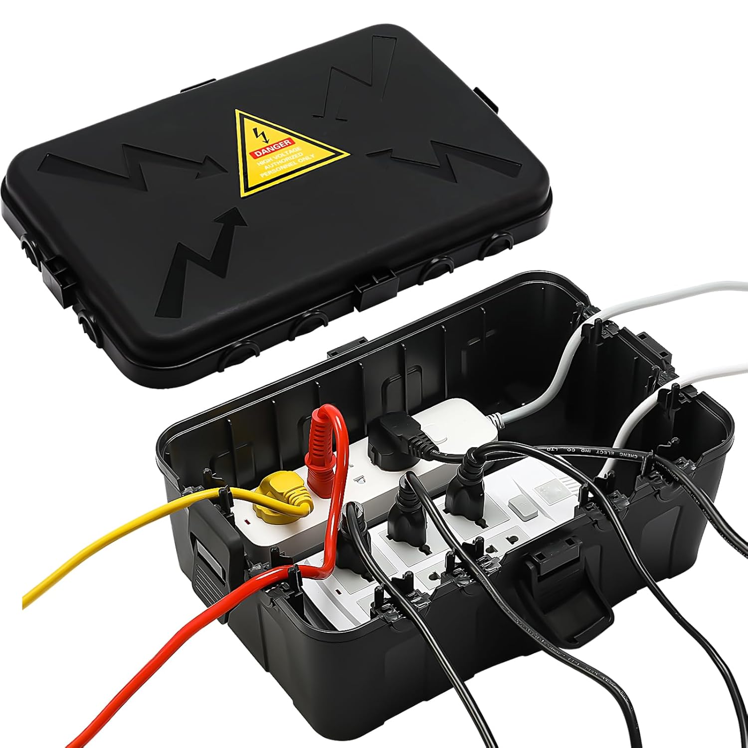 Hrensaw Large Outdoor Electrical Box Waterproof(12.6x8.7x5.1inch),IP54 Waterproof Outdoor Outlet Covers,Weatherproof Extension Cord Covers Protect Outlet,Plug,Timer,Power Strip,Holiday Light,Black