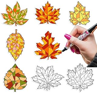 AWEELON 80Pcs Coloring Fall Craft Kit - Color Your Own Fall Kit for Kids Thanksgiving DIY Coloring Autumn Maple Leaves Ornament Cards School Classroom Party Activity Decor Art Project