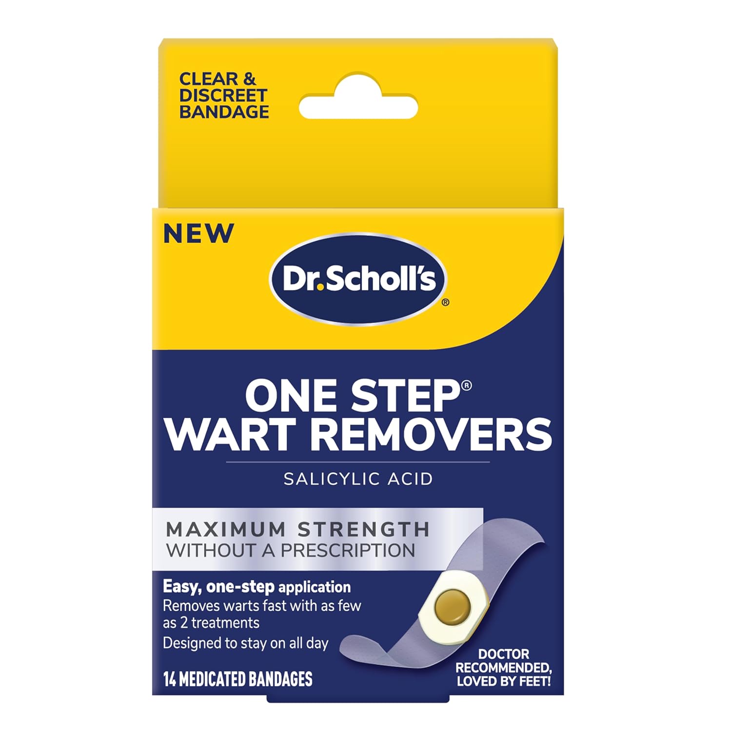 Dr. Scholl's ONE-Step WART REMOVERS, 14 ct // Removes Warts in As Few As 2 Treatments, Maximum Strength, Easy One-Step Application, Stays on All Day