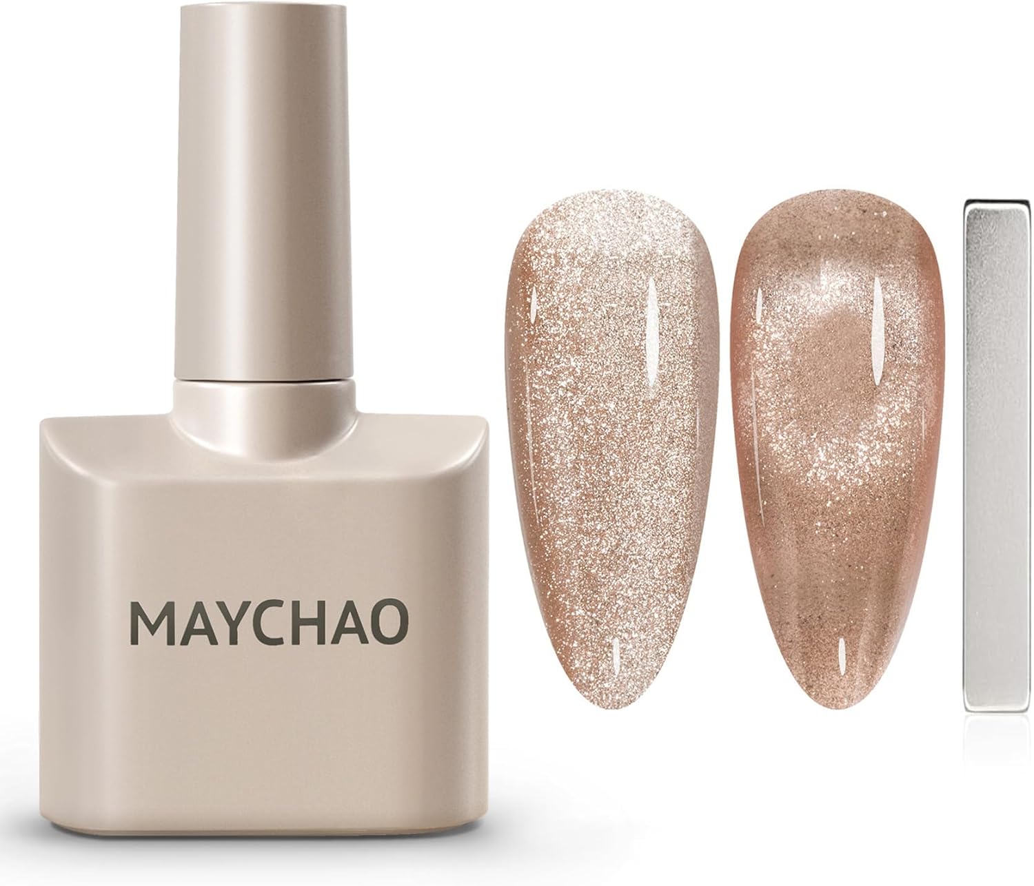 MAYCHAO 15ML Cat Eye Gel Nail Polish 1Pc Nude Magnetic Nail Polish with Magnet Soak off Holographic Cat Eye Gel Polish for Nail Art Manicure Salon DIY at Home
