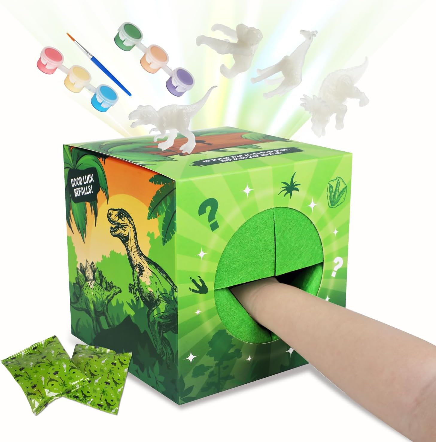 Blind Box Party Favors Bags for Kids - Bundle of 12 Packs Mystery Toys with Mini Vary Glow-in-The-Dark Dinosaur & Animal Art Crafts,Surprise Gifts for Collectibles and Party Favors