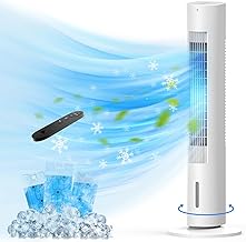 3-IN-1 Windowless Portable Air Conditioners, 35’’ Evaporative Air Cooler w/Remote, 7H Smart Timer & 70° Oscillating, 1.2L Water Tank With 3 Ice Packs, Cooling Tower Fan For Bedroom Living Room Office