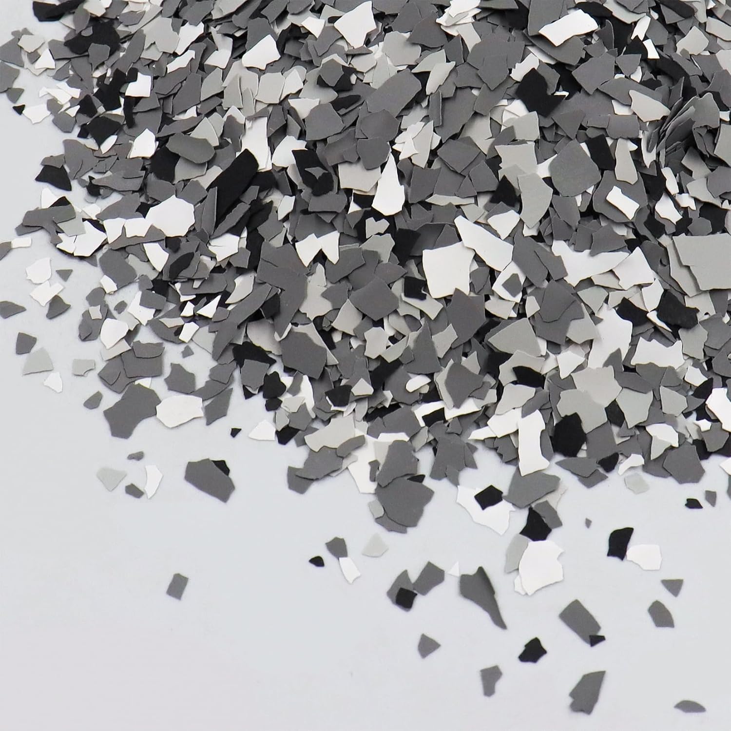 900G/2Lb Decorative Color Chips Blend Epoxy Floor Flakes Garage Paint Flakes Concrete Floor Coatings Kits for Garage Wall Interior and Exterior House Paint (Black, Dark Gray, Light Gray, White)