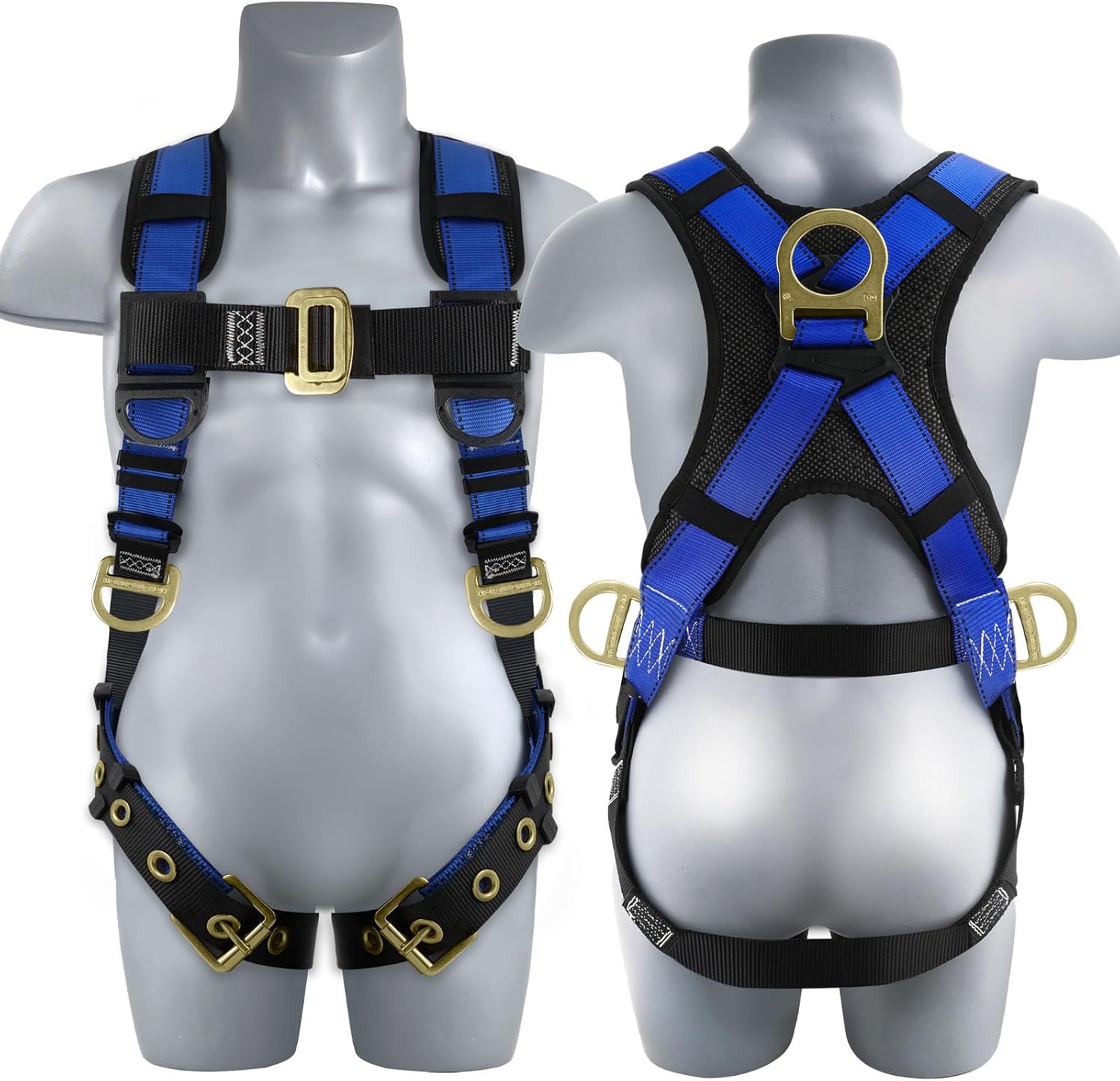 TRSMIMA Safety Harness Fall Protection - Fall Arrest Climbing Roofing Work Belt with Back Shoulder Padded D-Ring Grommet Legs Approved OSHA ANSI