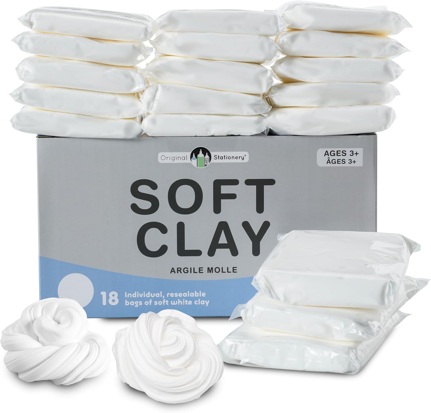 Original Stationery Soft Clay Modeling Compound - 4 lb (1.8 kg), White - Air Dry Cloud Dough & Butter Slime Clay for DIY Slime Kit, Arts & Crafts, Ages 7+ Kids Crafts