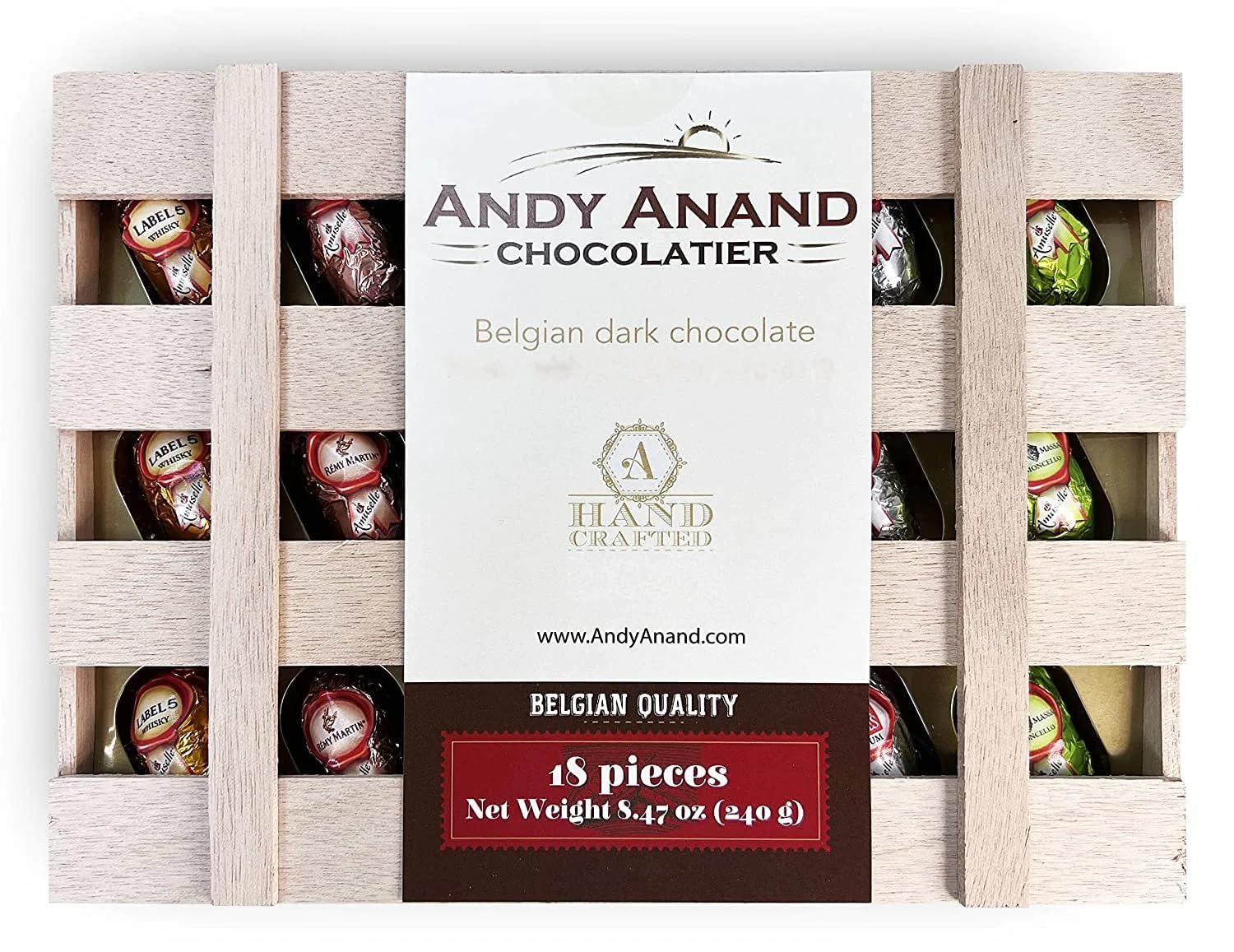 Andy Anand European Beer Flavored Dark Chocolate, Non alcoholic, Assortment Of Premium Selection, 18 Count
