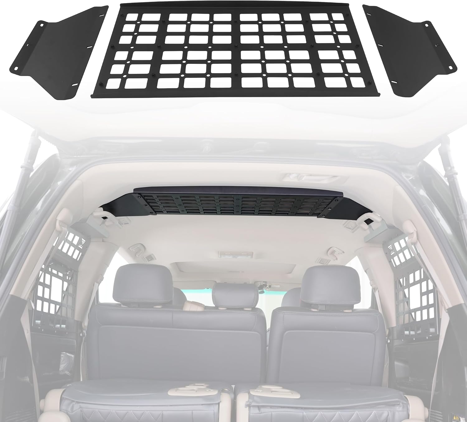 HIGH FLYING for Toyota Land Cruiser LC200 Trunk Shelf Cargo Roof Storage | J200 2008-2021 Molle Panel Organizer Luggage Carrier for Camping, Only Fit 7 Seats with Cargo Grab Handle
