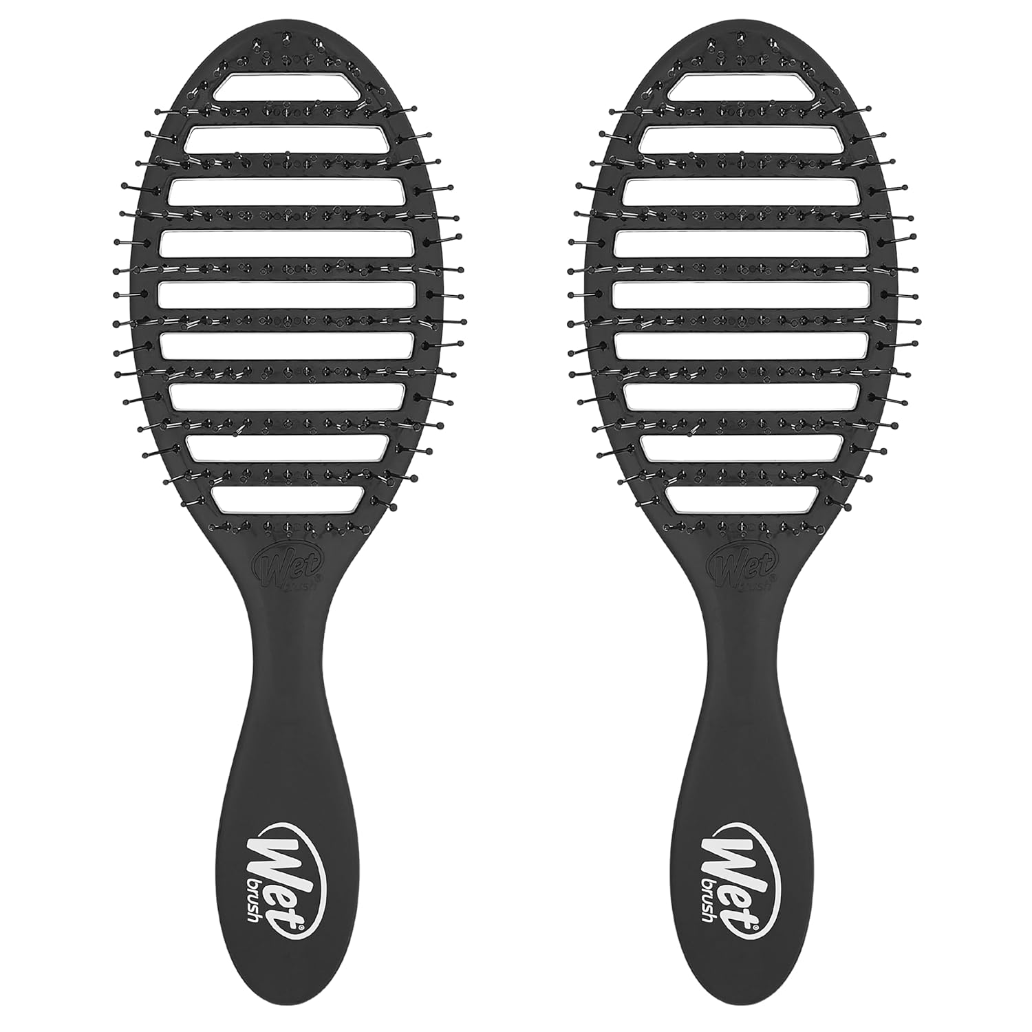 Wet Brush Speed Dry Hair Brush - Black - Vented Design and Ultra Soft HeatFlex Bristles Are Blow Dry Safe With Ergonomic Handle Manages Tangle and Uncontrollable Hair - Pain-Free (Pack of 2)