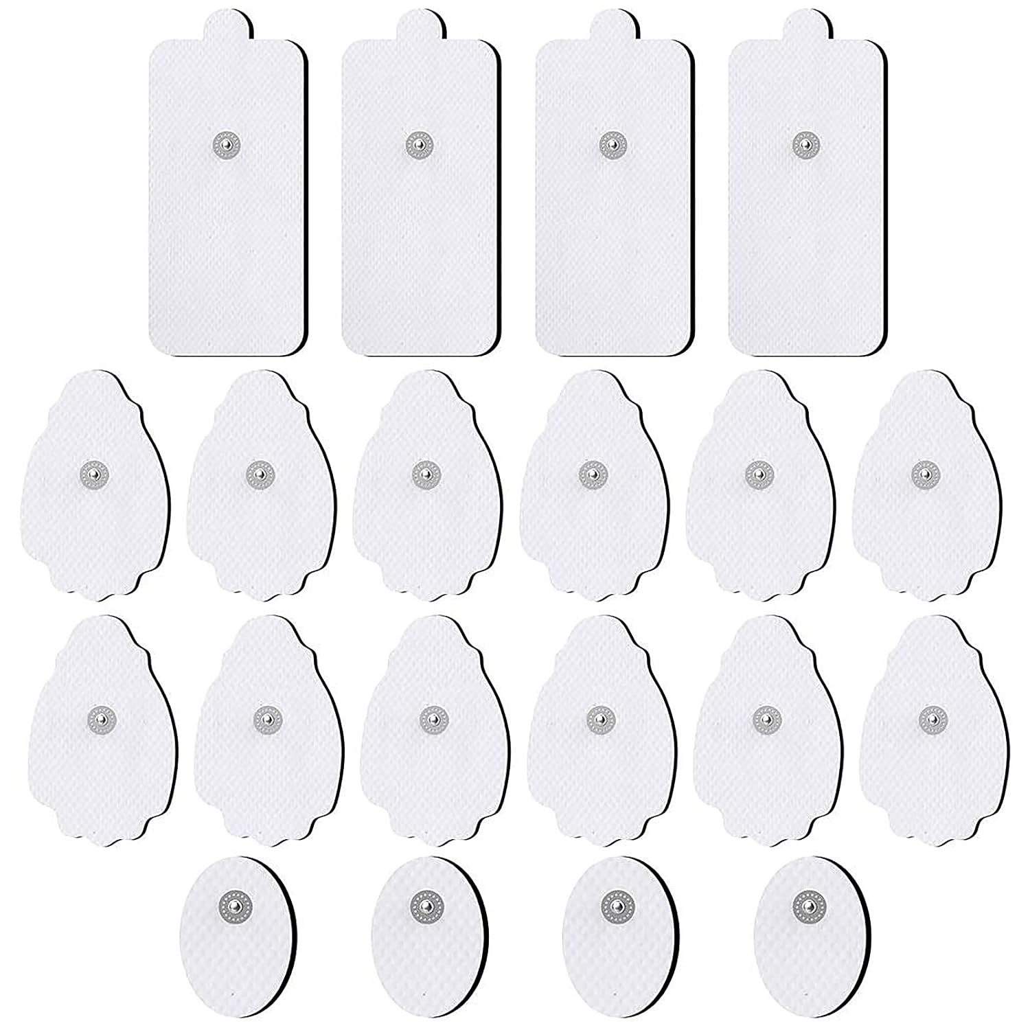 TENS/EMS Unit Replacement Pads NURSAL 20 Pack 3.5mm Snap Electrode Patches for Electrotherapy, Reusable Self-Adhesive Electrodes Pads, Compatible with Belifu, AVCOO, Neocarbon, MEDVICE TENS White