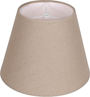 ALUCSET Small Lamp Shade, Barrel Fabric Lampshade for Table Lamp & Floor Light, 6 inch Top Diameter x 10 inch Bottom x Diameter 7.5 inch Height, Natural Linen Hand Crafted, Spider (Brown)