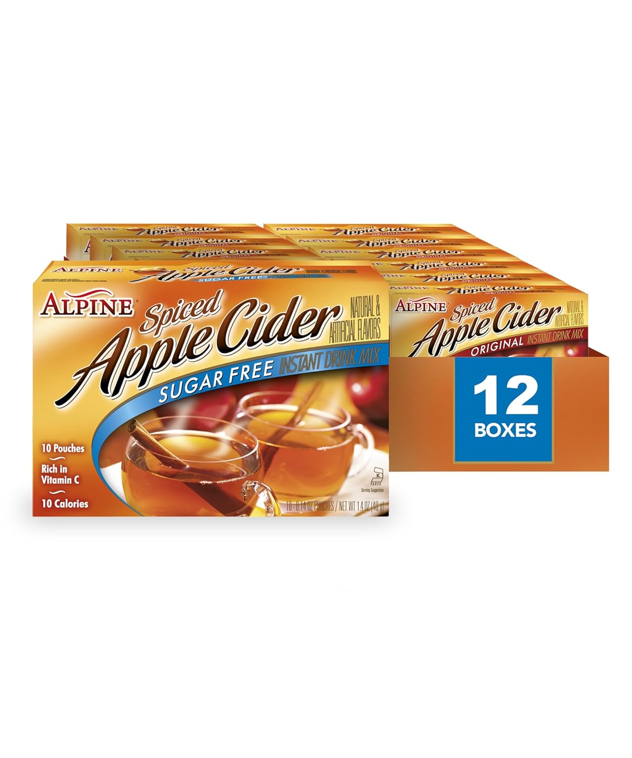 Alpine Sugar Free Spiced Apple Cider Instant Drink Mix, Rich in Vitamin C and Low Calorie, 0.14 Oz Pouch (Pack of 120)