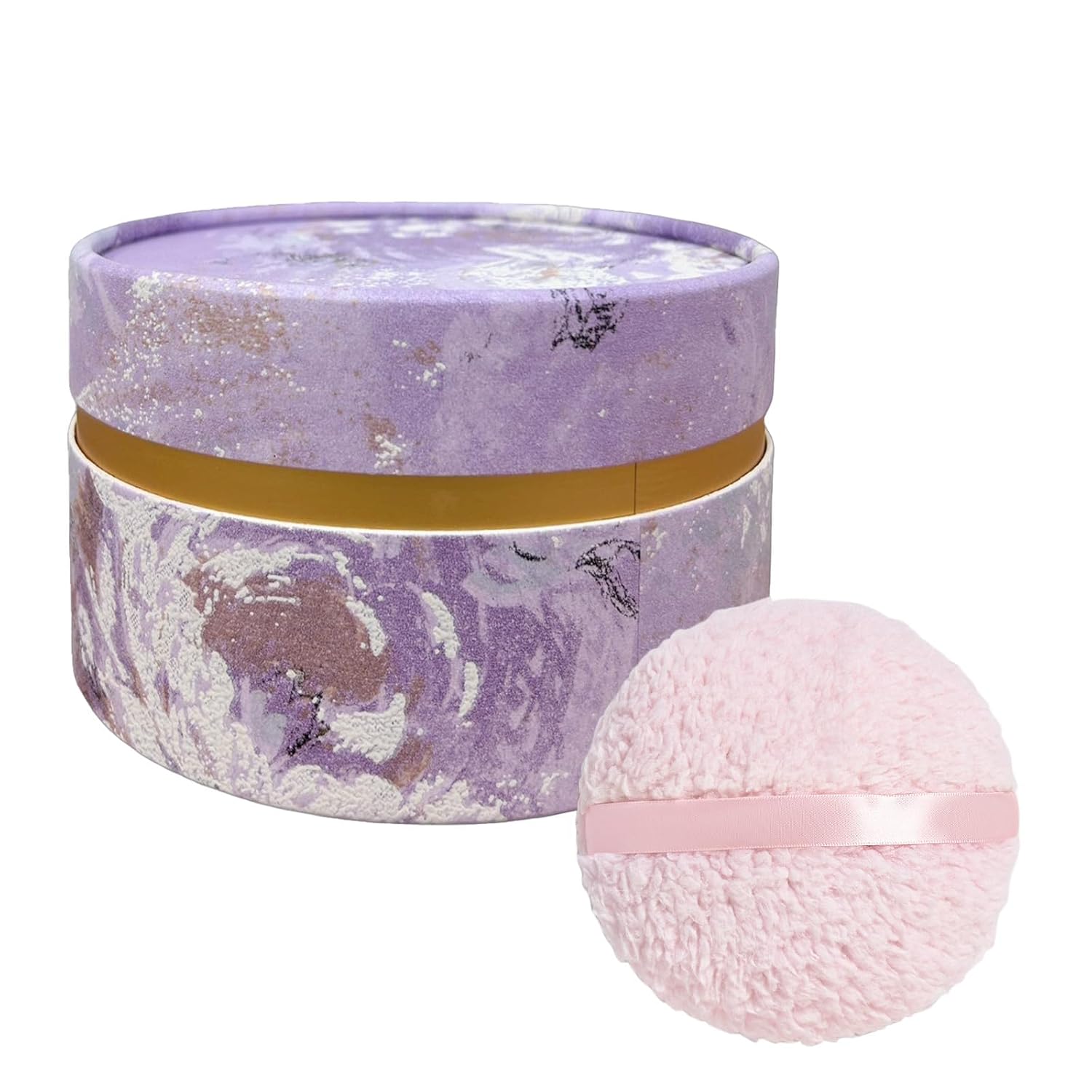 Powder Puff, Large 6'' Body Powder Puff for Dusting Powder, Women Powder Puff with Storage Container for Bath, Body Powder Applicator and Oversize Powder Puffs (Orchid)