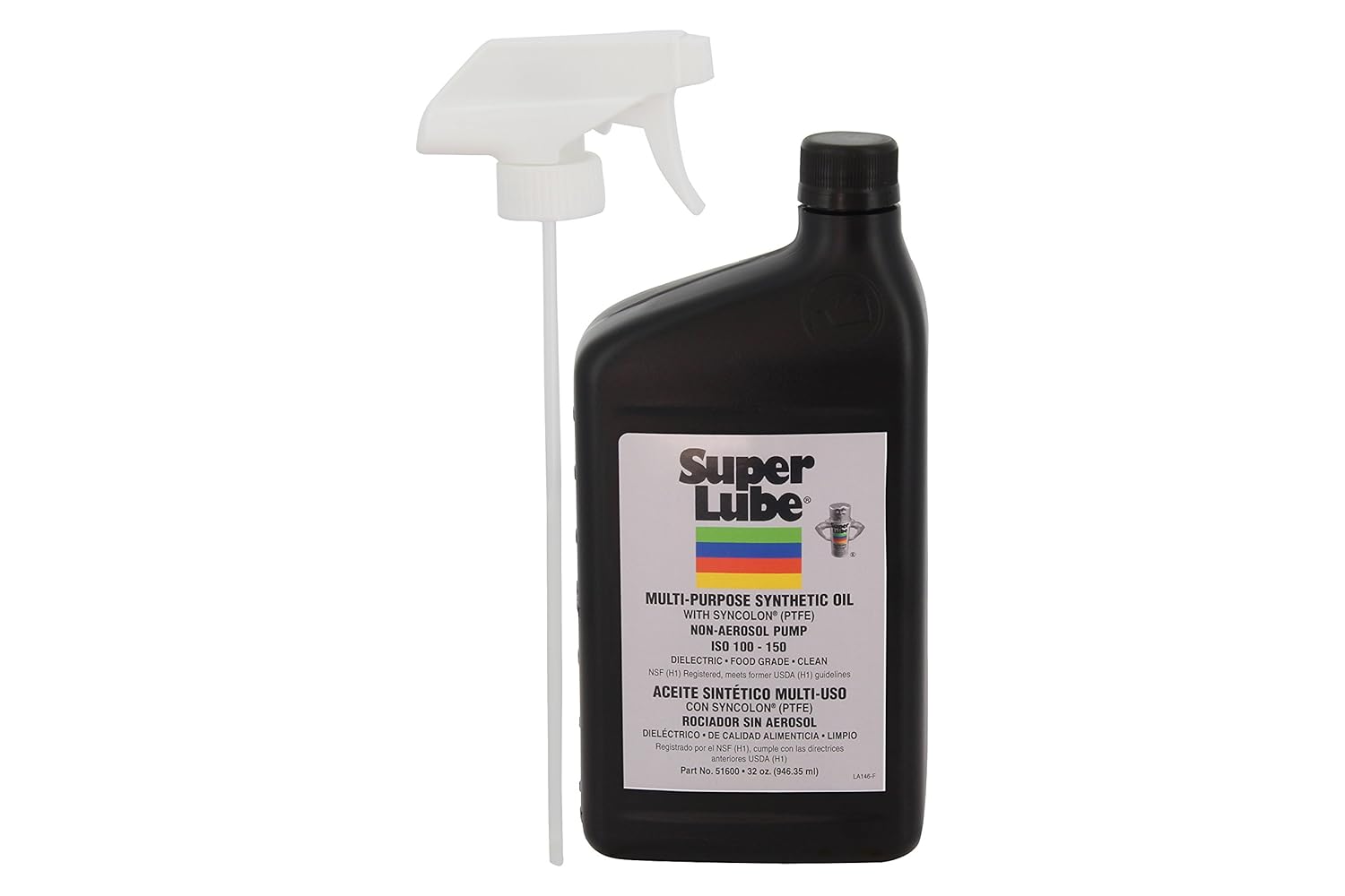 Super Lube 51600 Multi-Purpose Non-Aerosol Oil with PTFE, Trigger Sprayer, 1 quart, Translucent White