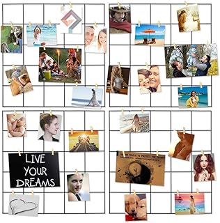 Wire Wall Grid Panel,4 Pcs Photo Pictures Memo Board Art Ins Frame Hanger Display,Office Home Living Room Kitchen Desk Storage Organizer Party Decorations