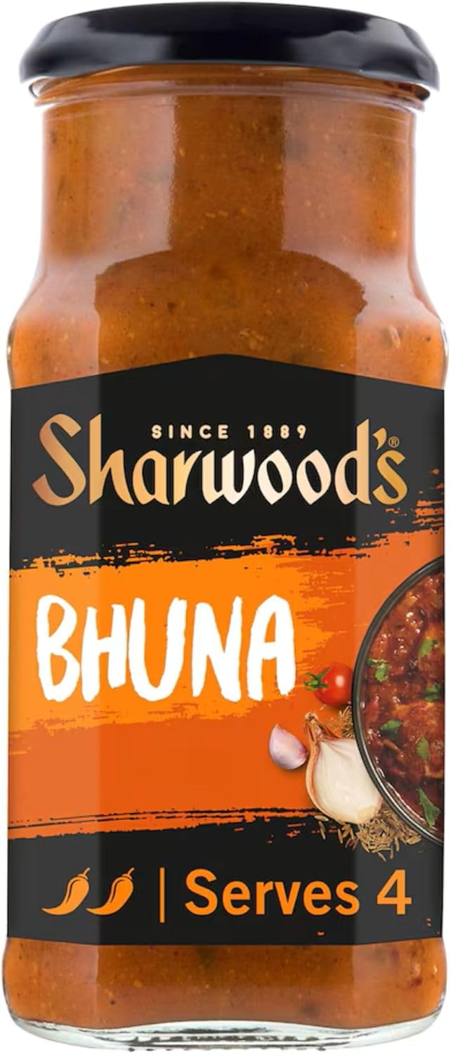 Sharwood's Indian Bhuna Sauce – Spiced Tomato & Onion Curry With Fenugreek Leaf, Medium Heat, 420 g Jar (Pack of 1)