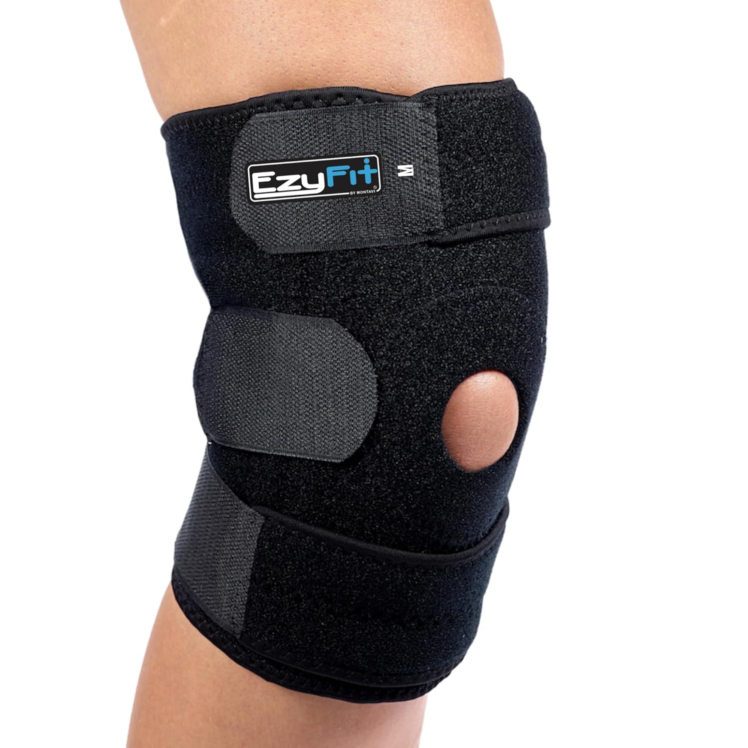 EzyFit Knee Brace - Adjustable Support for Arthritis, ACL Meniscus Tear & Knee Pain Relief or Injury Recovery - Plus Dual Side Stabilizers for Men & Women - Medium Size - 10" - 14"