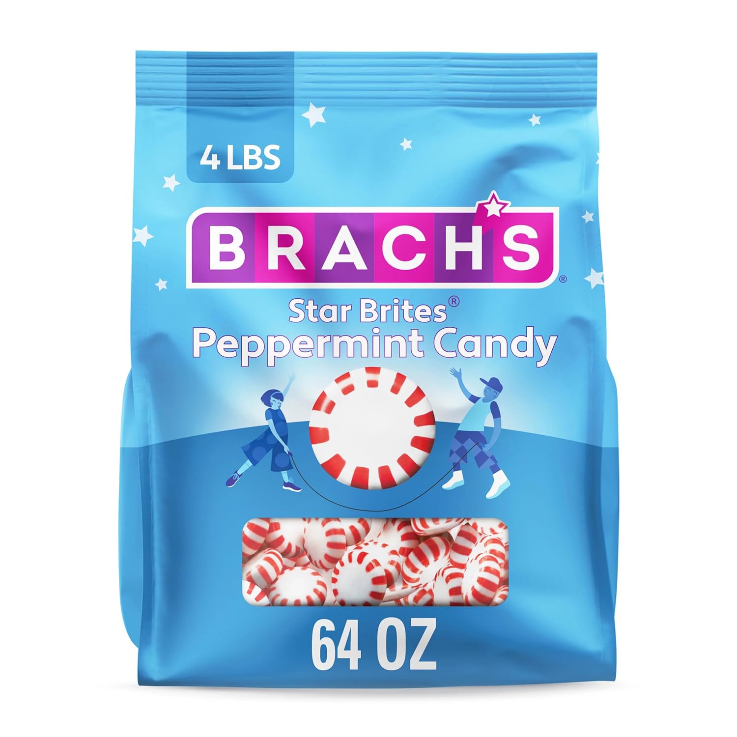 Brach's Star Brites, Candy, Peppermint, Individually Wrapped, Made With Real Peppermint Oil, 4 lbs, 360 ct