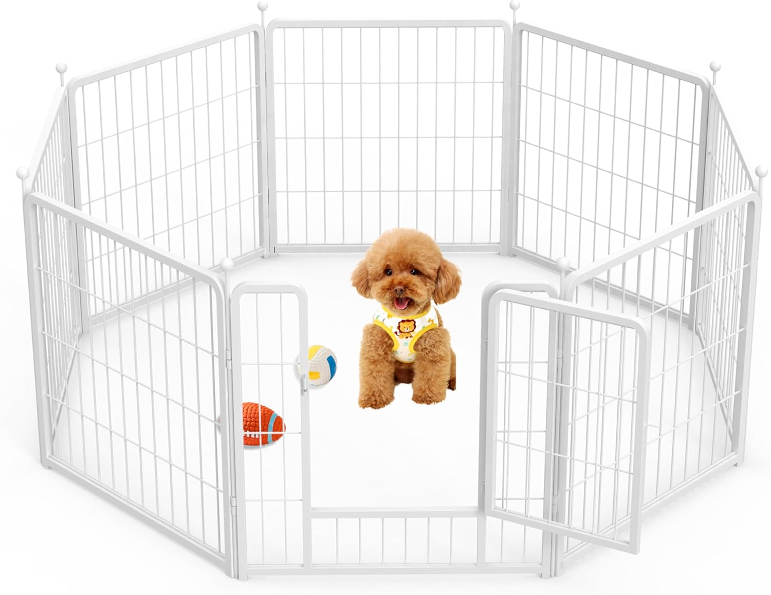 HealSmart Dog Playpen Indoor, Puppy Playpen Indoor Outdoor for Yard, Camping, RV, 24" Height 8 Panels Heavy Duty Dog Pen for Puppies/Small Dogs, White