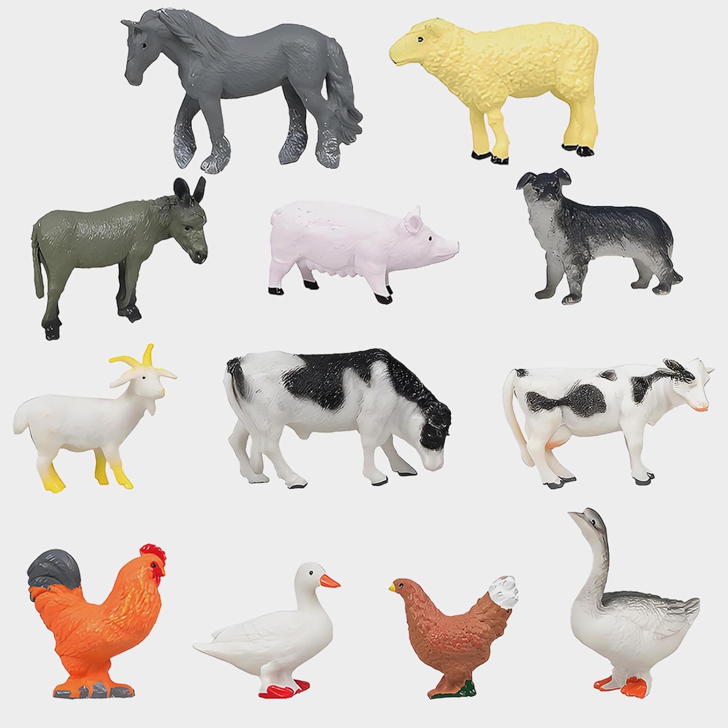 Farm Animal Figures Toys 12Pcs, Mini Realistic Plastic Barn Animal Toys Solid Farm Plastic Animals Figures Educational Playset for Kids Toddlers Educational Miniature Party Favors Bath Toys