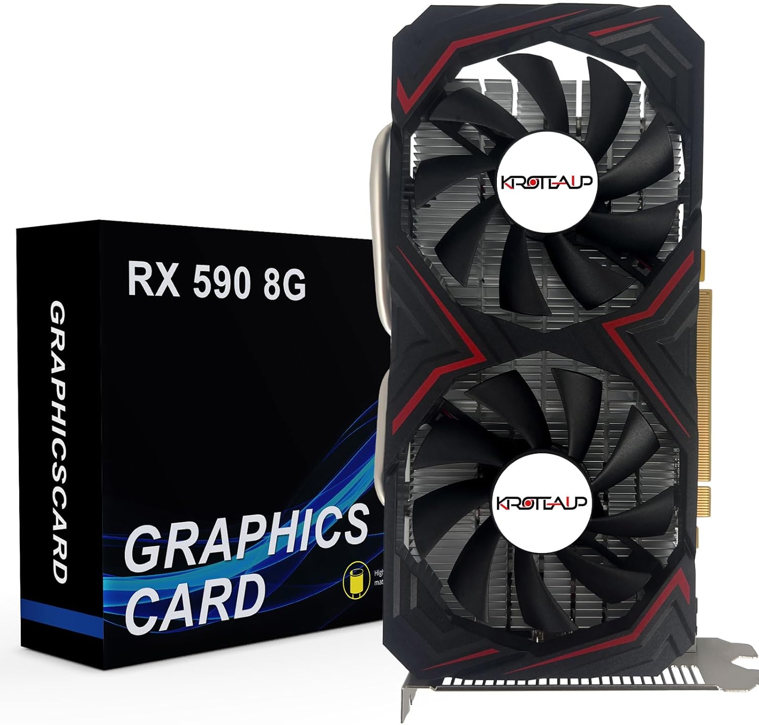 Radeon RX 590 8GB Graphics Card, 2304sp GDDR5 256Bit Pci Express 3.0, with HDMI/DP/DVI Ports and Double Fan, Video Cards for Office and Computer Gaming