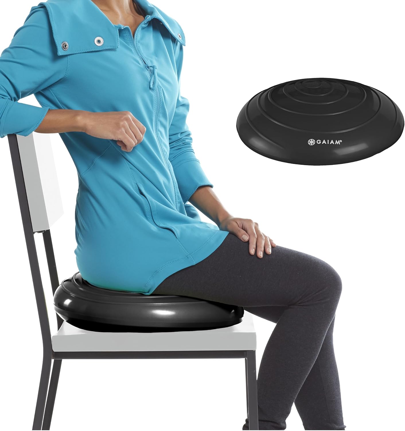 Gaiam Balance Disc Wobble Cushion, 16", Core Stability Seat | 16" Diameter | Home & Office Chair Use | Kids Wiggle Seat | Core Stability Training | Non-Slip Base