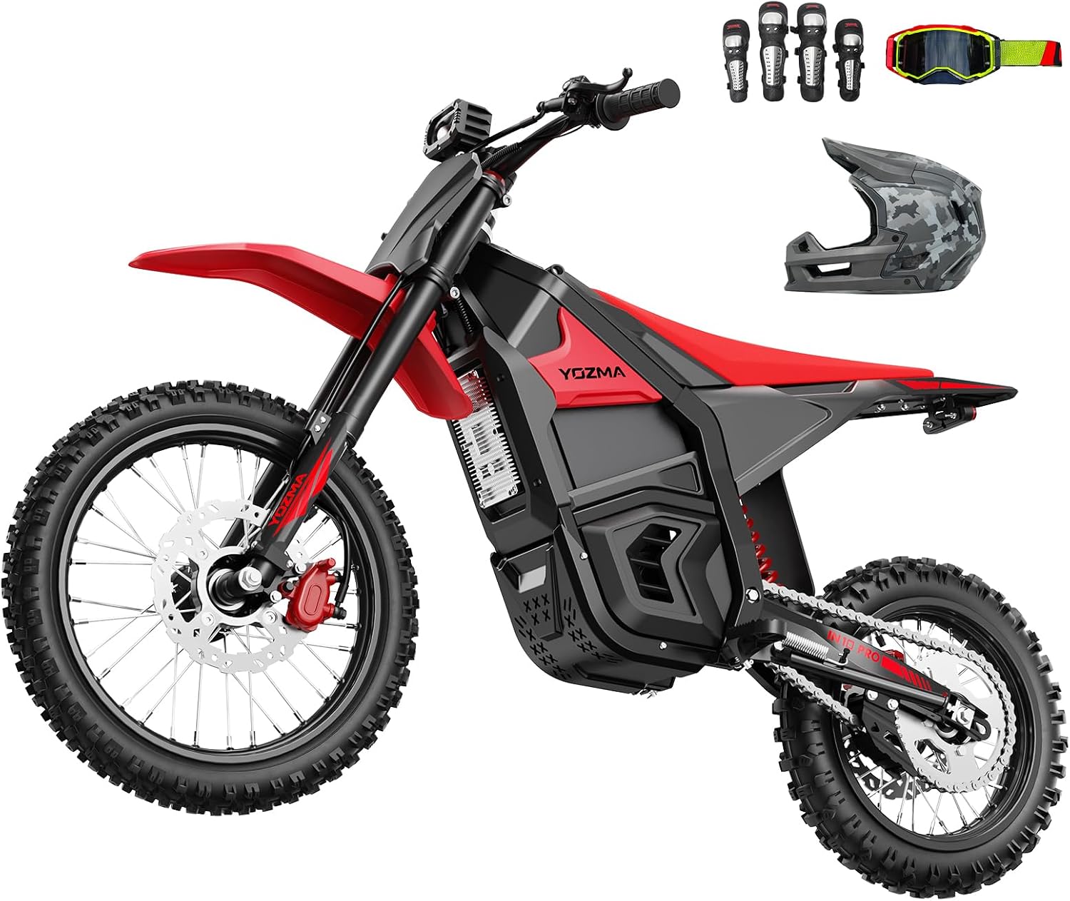 Yozma IN10 Pro Electric Dirt Bike, 5500 Peak Mid- Drive Motor, 50 Mph Max Speed Ebike, 60V 27AH Bttery with 60 Miles Max Range, 17''/14'' Off-Road Tires, Hydraulic Brakes & Dual Shock Absorption