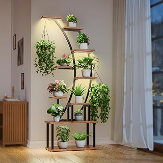 Plant Stand Indoor with Grow Lights, 9 Tiered Metal Plant Shelf, 63" Tall Plant Stand for Indoor Plants Multiple, Large Plant Rack Display Shelves, Corner Plant Holder for Living Room, Patio